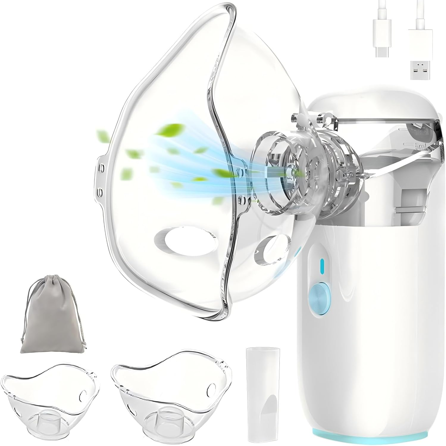 Nebulizer, Portable Nebulizer, Mini Vaporizers Handheld Atomizers for Adults and Kids,For Breathing Problems, with 3 Nebulizer Masks for Home, Travel - Steam Mesh Inhalators, Auto-Cleaning