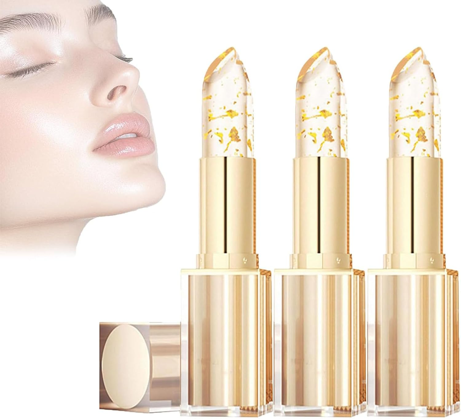 Levora Color Changing Lipstick, Transferproof Color Changing Lipstick, Transparente Transferproof Gold Crystal Color Changing Lip Stick, Long Lasting 24 Hours, Deep Nourishment (3) image number 2