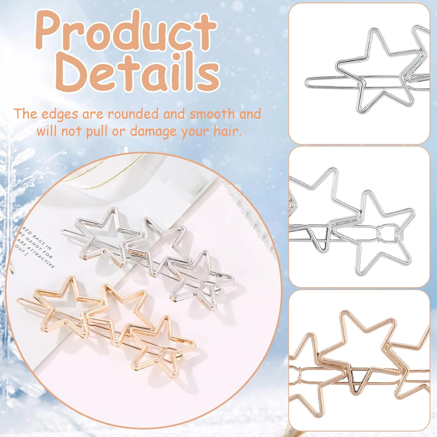 ASOMI 4 Pieces Metal Star Hair Accessories, Y2K Simple Fashion Hair Clips for Women and Girls, Trendy Hair Accessories (Gold, Silver) image number 1