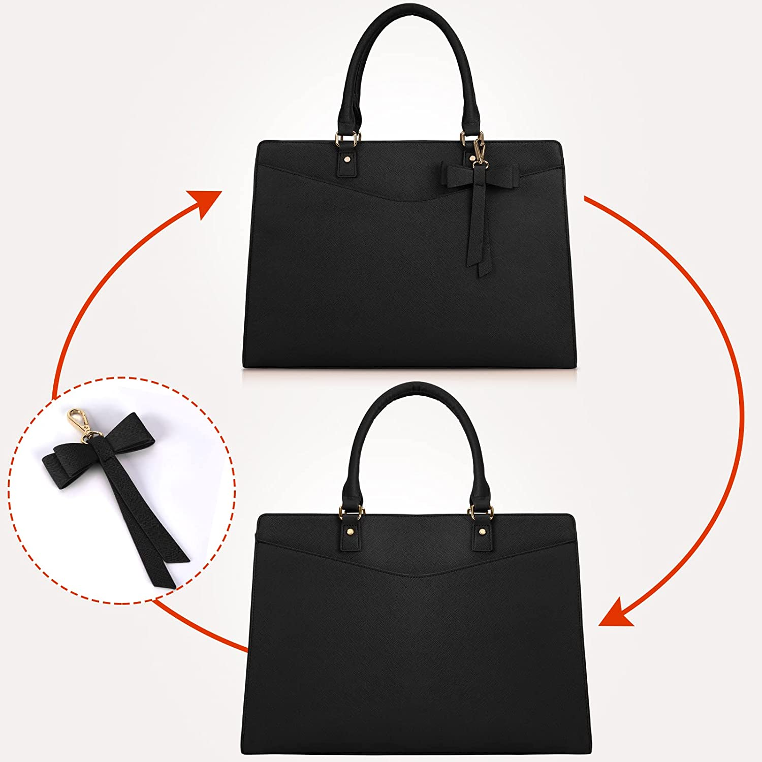 Laptop Bag for Women 15.6 Inch Waterproof PU Leather Tote Bag Business Office Work Bag Briefcase Computer Tote Bag