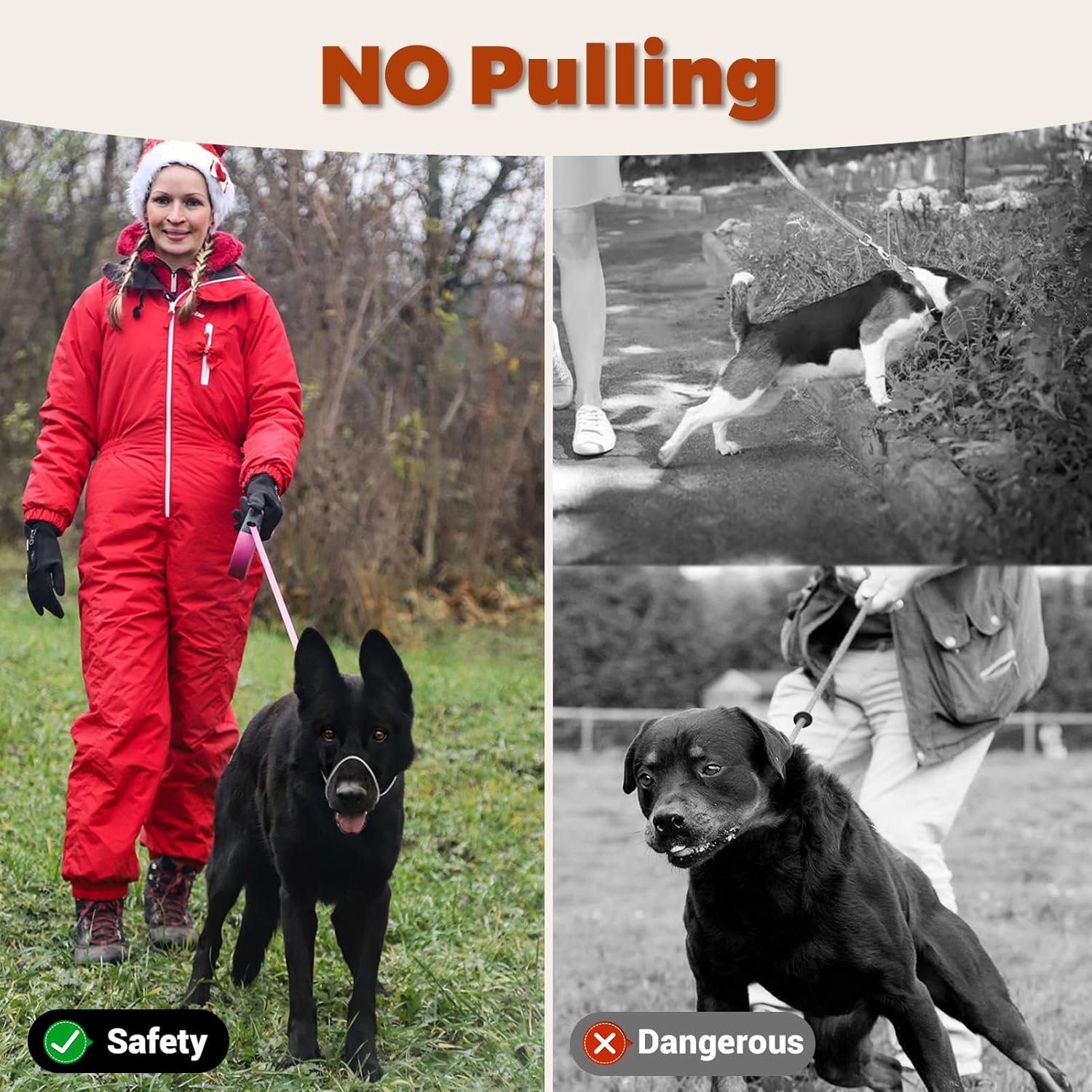 LOS ANDES Dog Halter Head Harness, Stops Heavy Pulling on the Halter Collar, Padded Halter for Small, Medium and Large Dogs (Black) image number 3