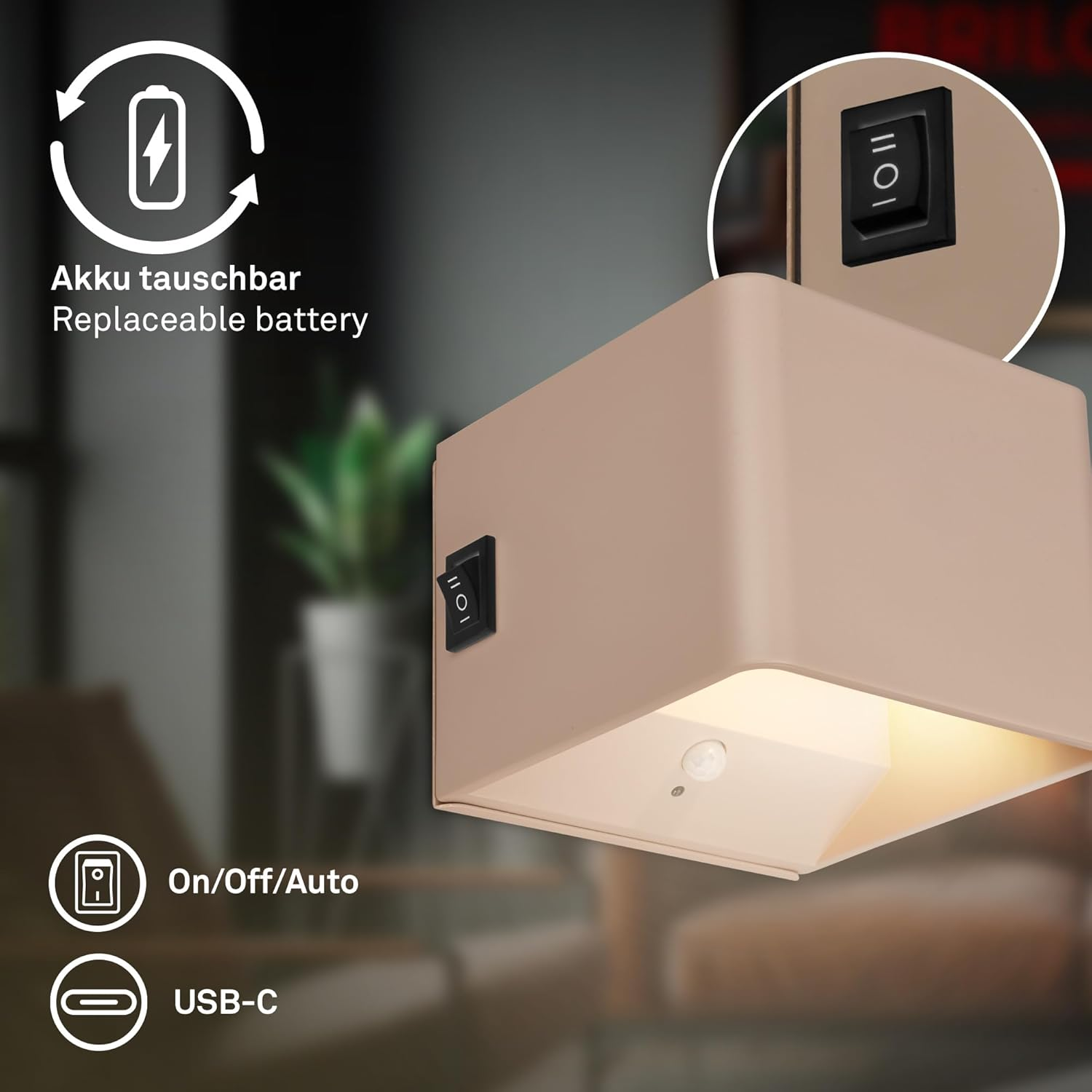 BRILONER Sticklights - LED Wall Light without Power Connection and No Drilling with Motion Sensor, Battery, Magnetically Removable, Wall Lamp for Gluing, Reading Lamp, Living Room Lamp, Hallway, 10 X image number 3