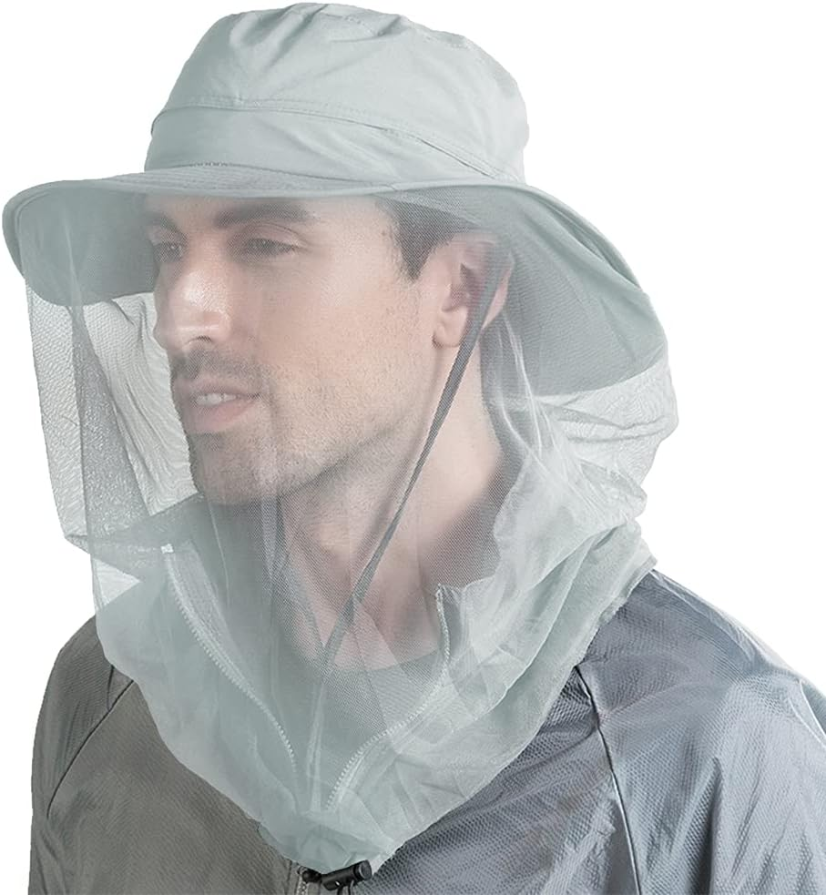 Peicees Mosquito Head Net Hat, Fishing Hat Safari Hat Sun Bucket Hat Adventure Hat with 360&deg; Net Mesh Protection from Insect Bug Bee Flies Mosquito Gnats for Men Women, Outdoors Hunting Camping Hiking image number 6