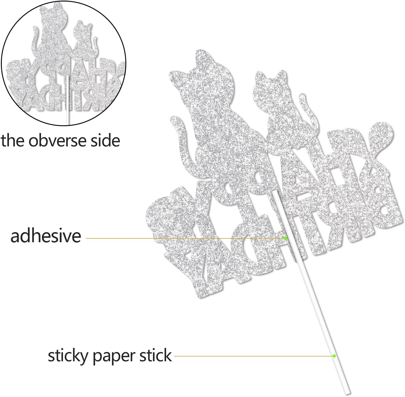 Halloween Sugar Skull Cat Happy Birthday Cake Topper - Halloween Skeleton Day of the Death Cake Topper Supplies - Gothic Mr Mrs Wedding Party Decoration image number 1