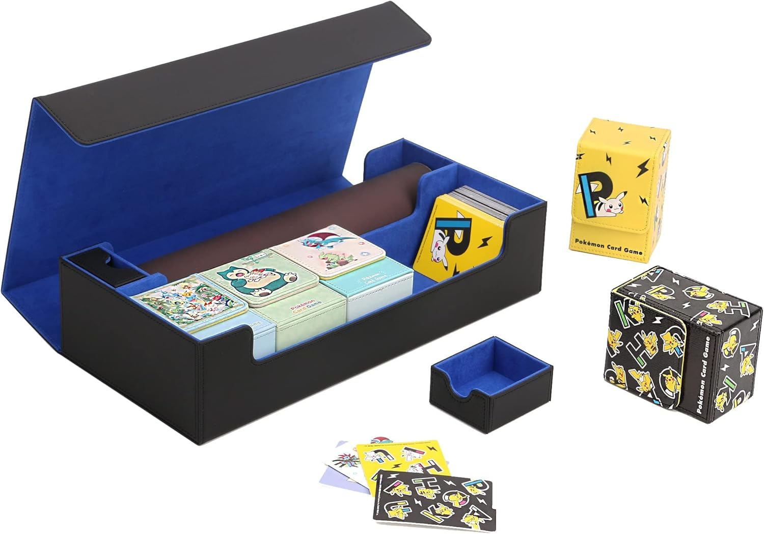 YOZOTI Card Deck Box Leather Large Size Fit 550 plus Sleeved Cards Compatible with Single/Double Sleeved Toploader MTG TCG Ccg(Black,Blue) image number 5