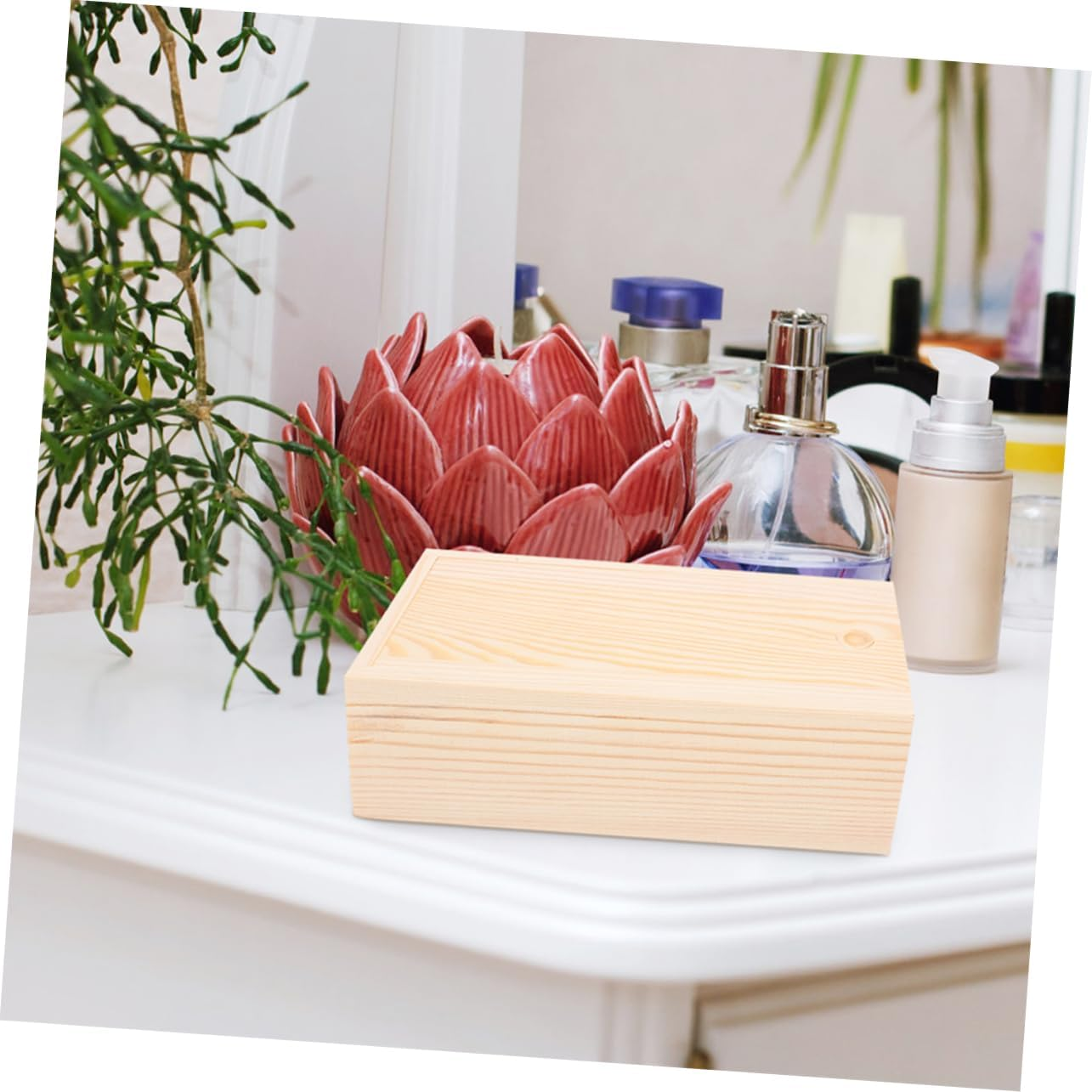 Gogogmee 2Pcs Wooden Pine Storage Box Slide Lid Unfinished Wood Box for Craft Hobbies Bead Organizer Small DIY Craft Desktop image number 3