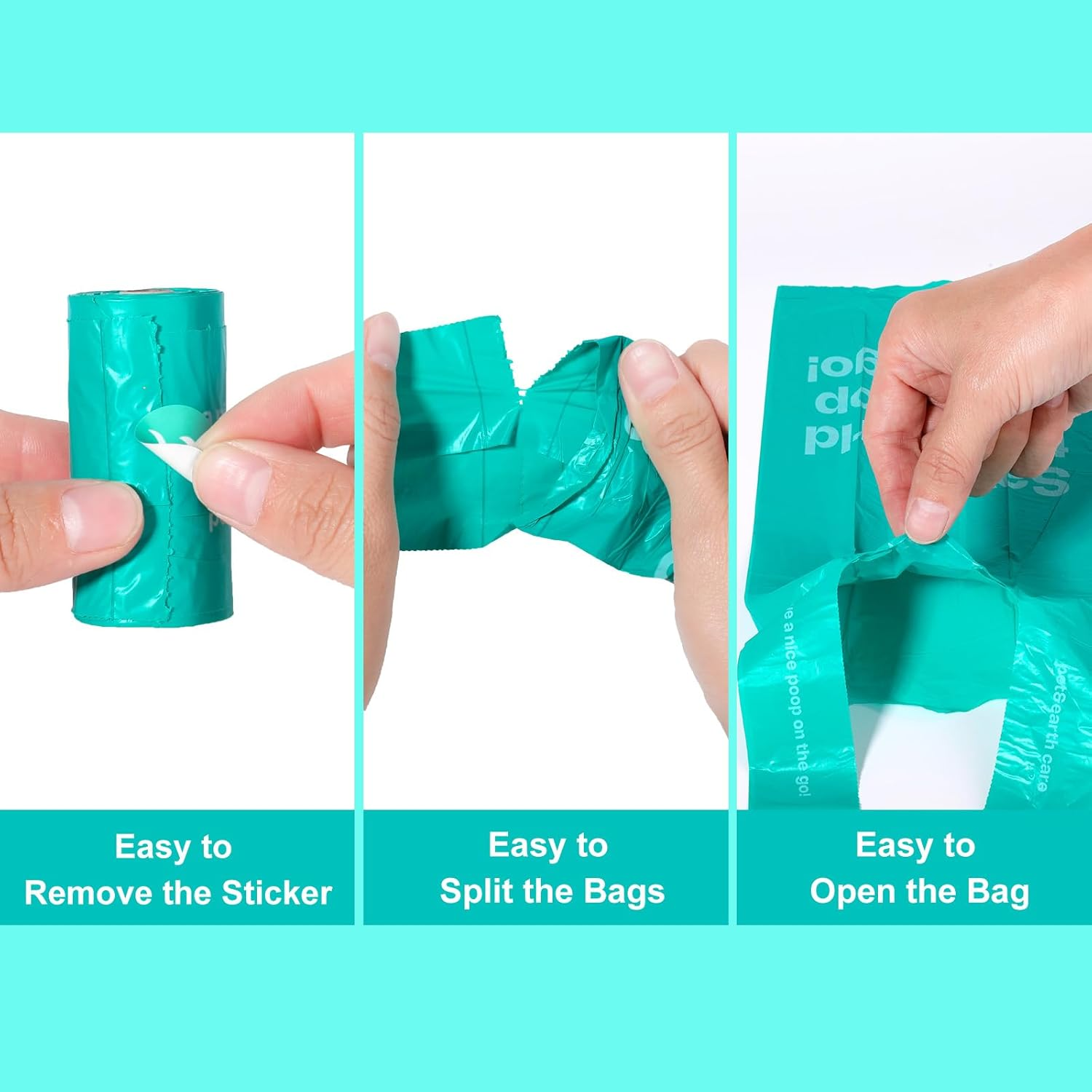 Deo Doo Dog Poop Bags with Handles 100% PCR from Ocean 12 Rolls 144 Counts Big Sizes Leak Proof and Extra Thick Waste Bags Refill Rolls for Walking Small Medium Large Dogs Cats Litter Unscented image number 5