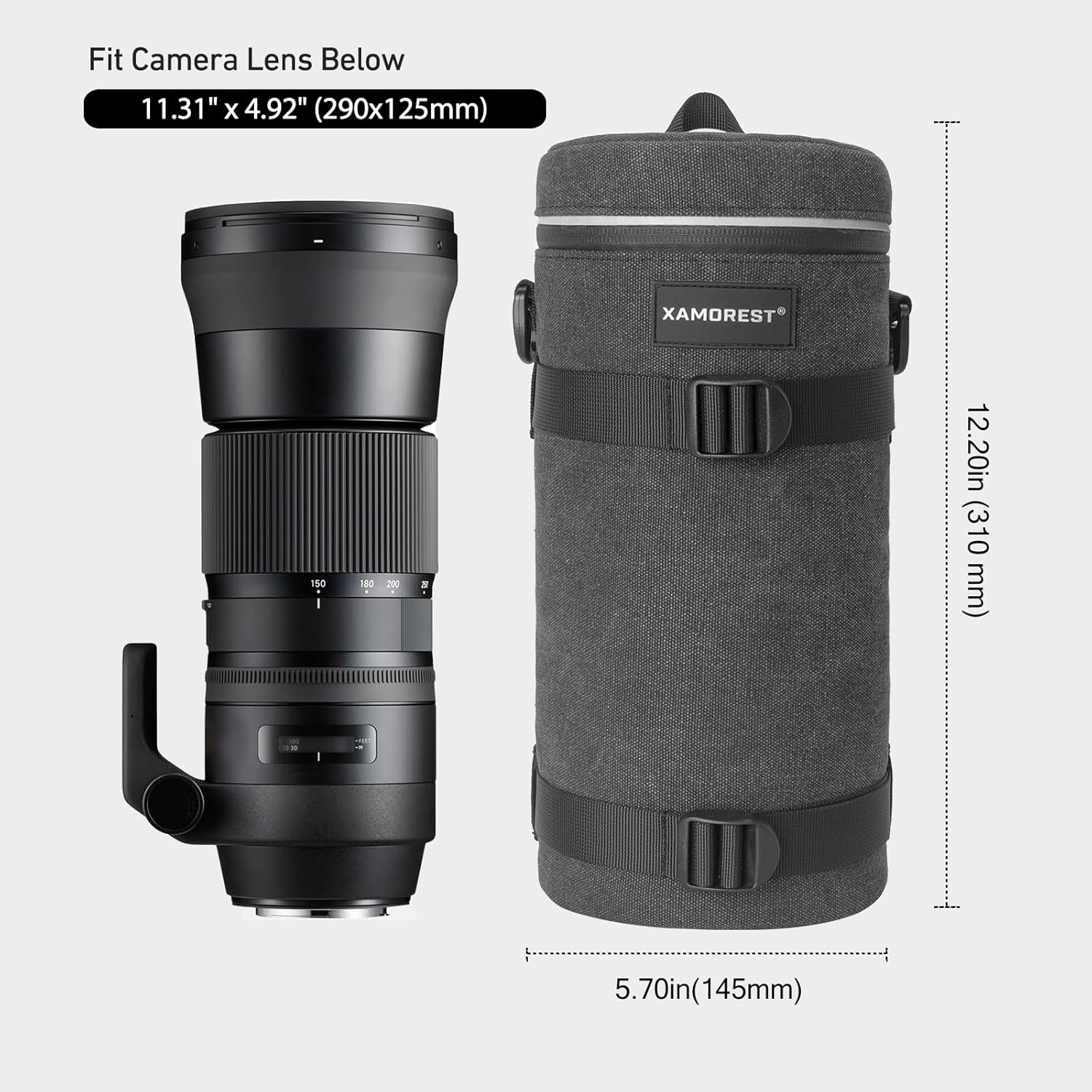 XAMOREST Camera Lens Case Lens Bag Compatible (5.51" X 14.56"(Canvas, Black)) image number 4