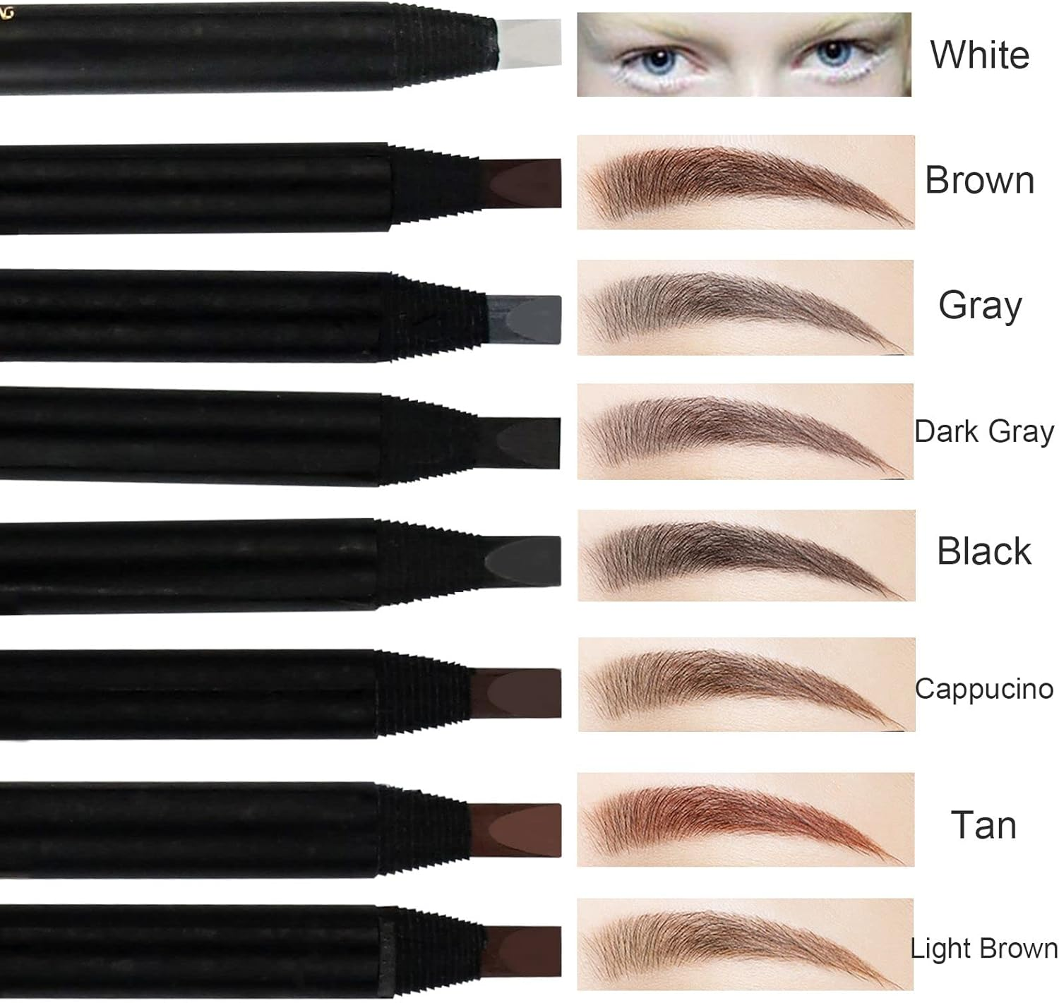 Guapa Microblading Eyebrows Pencil Waterproof Pull Cord Peel-Off Brow Pencil Set for Marking, Filling and Outlining, Tattoo Makeup and Permanent Makeup Eye Brow Liner Beauty (5Pcs, Black) image number 1