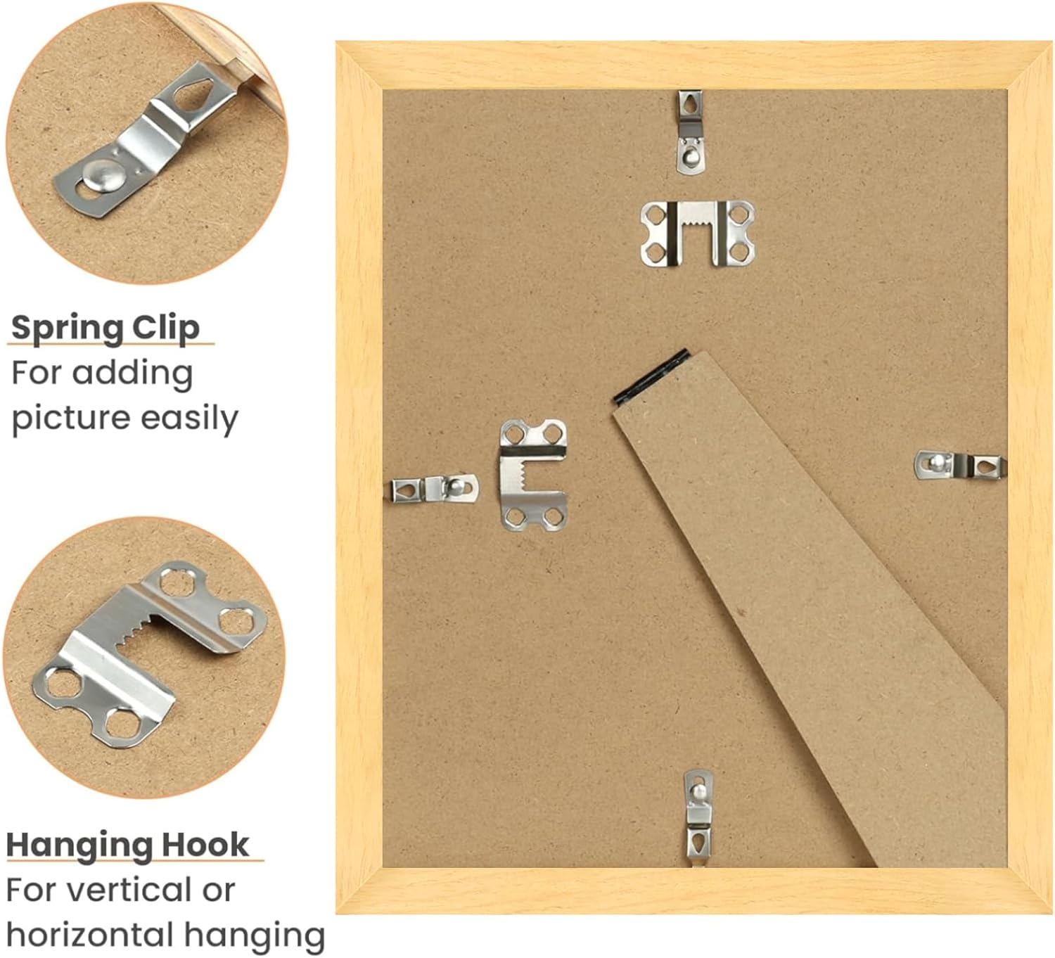 Solid Wood Picture Frame 8X10 Natural Wooden Photo Frames with Mat,Wall Poster Frame for Home Office Decor, Tabletop and Wall Mounting, High-Definition Plexiglass image number 3