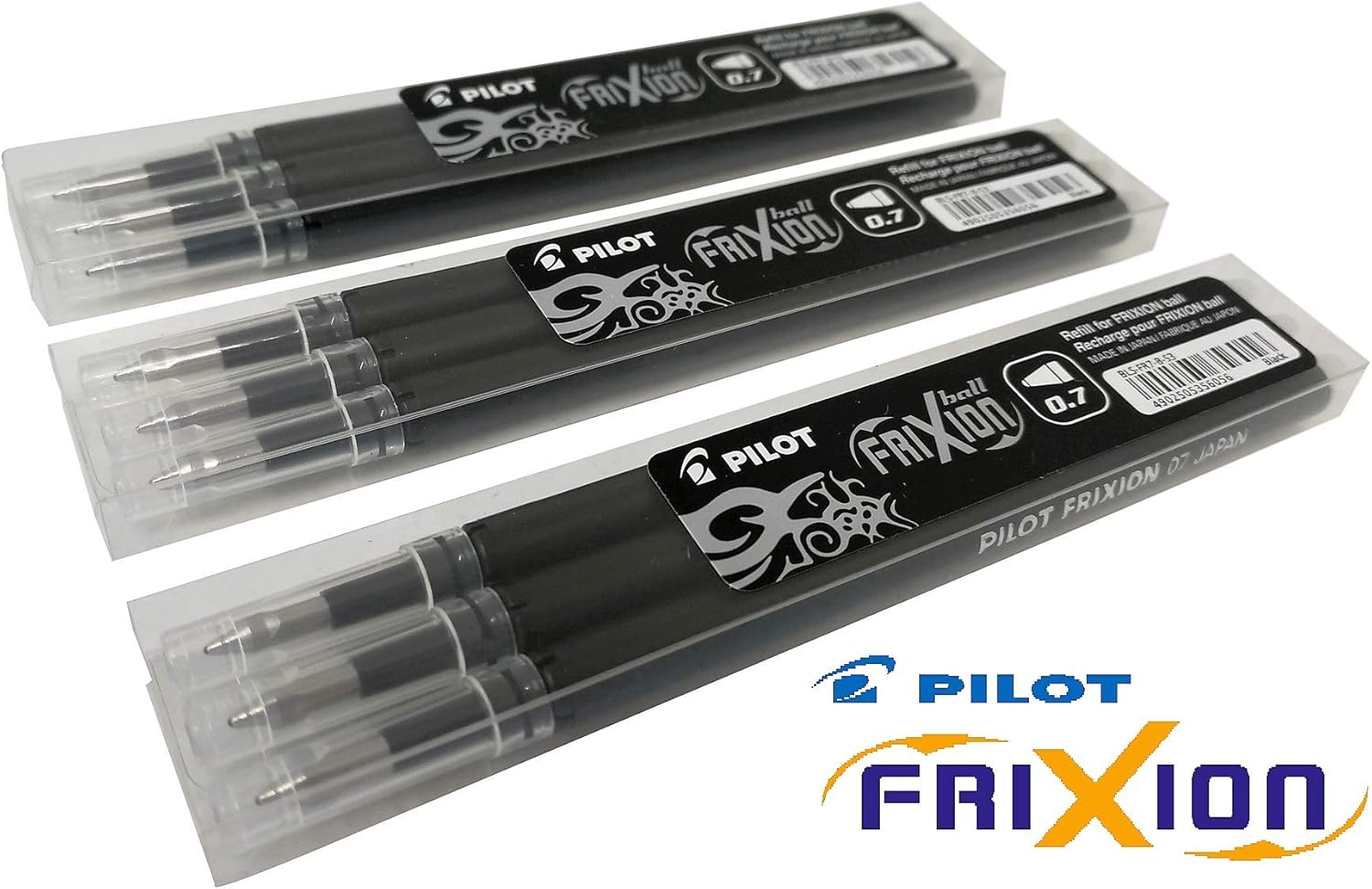 Pilot Frixion Erasable Pens Refill, 9 Refill Bundle Black Gel Ink Fine Point 07 (Black) image number 6