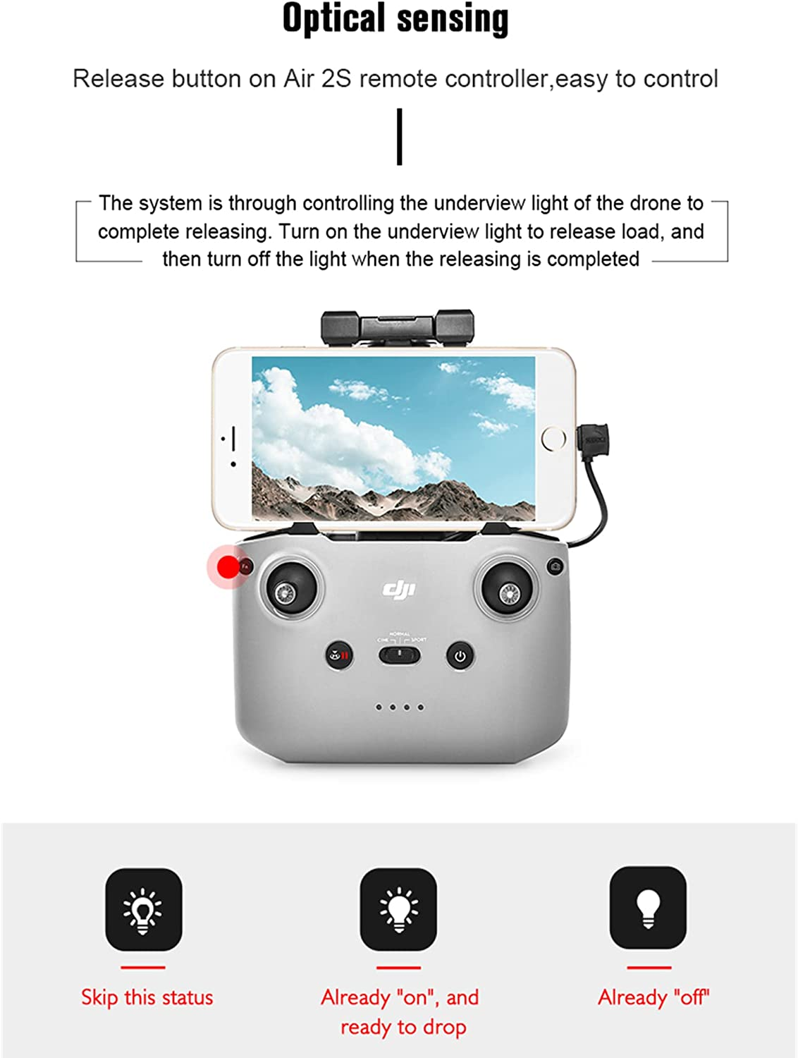 Drone Drop Release System with Landing Gear for DJI Mavic Air 2/Air 2S, Drop Device Kit for Delivery/Transport Release Wedding Clip/Fishing Line (Grey)