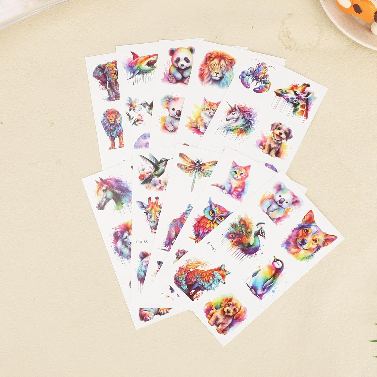 Lasuroa 60Pcs Animal Temporary Tattoos for Kids, Waterproof Watercolor Animal Theme Fake Tattoo Stickers Arm Shoulder Decorations and Birthday Party Supplies Gifts for Boys Girls Children image number 4