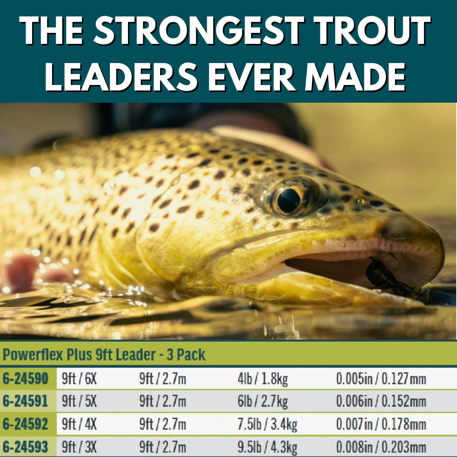 Rio Fly Fishing Powerflex plus 9Ft Leader 3 Pack image number 1