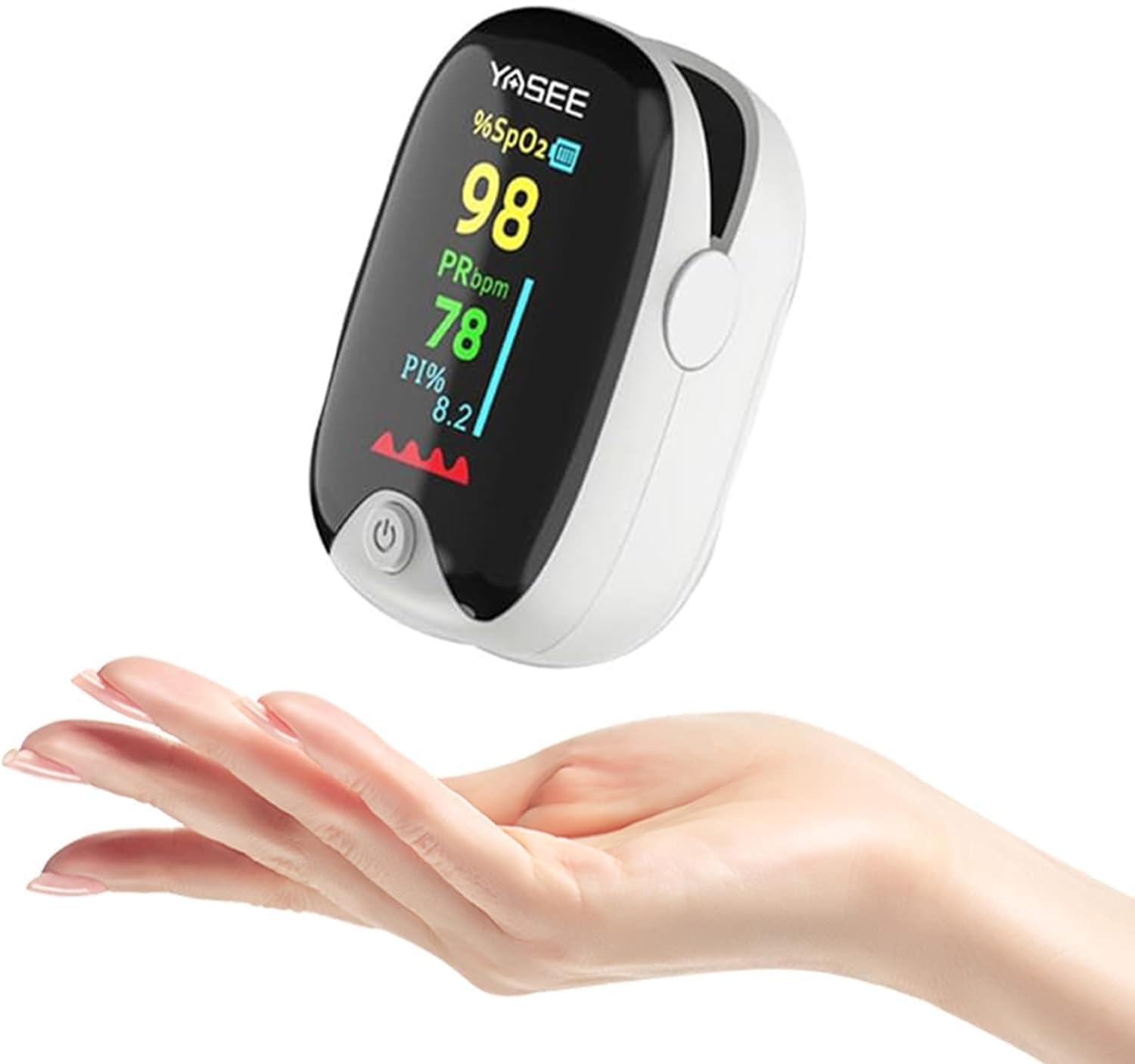 Finger Pulse Oximeter, IGGDOQI Blood Oxygen Monitor Pulse Rate Monitor with Color Screen LCD, Spo2 Reading Meter & Pulse Rate Monitor for Adult and Child (White)