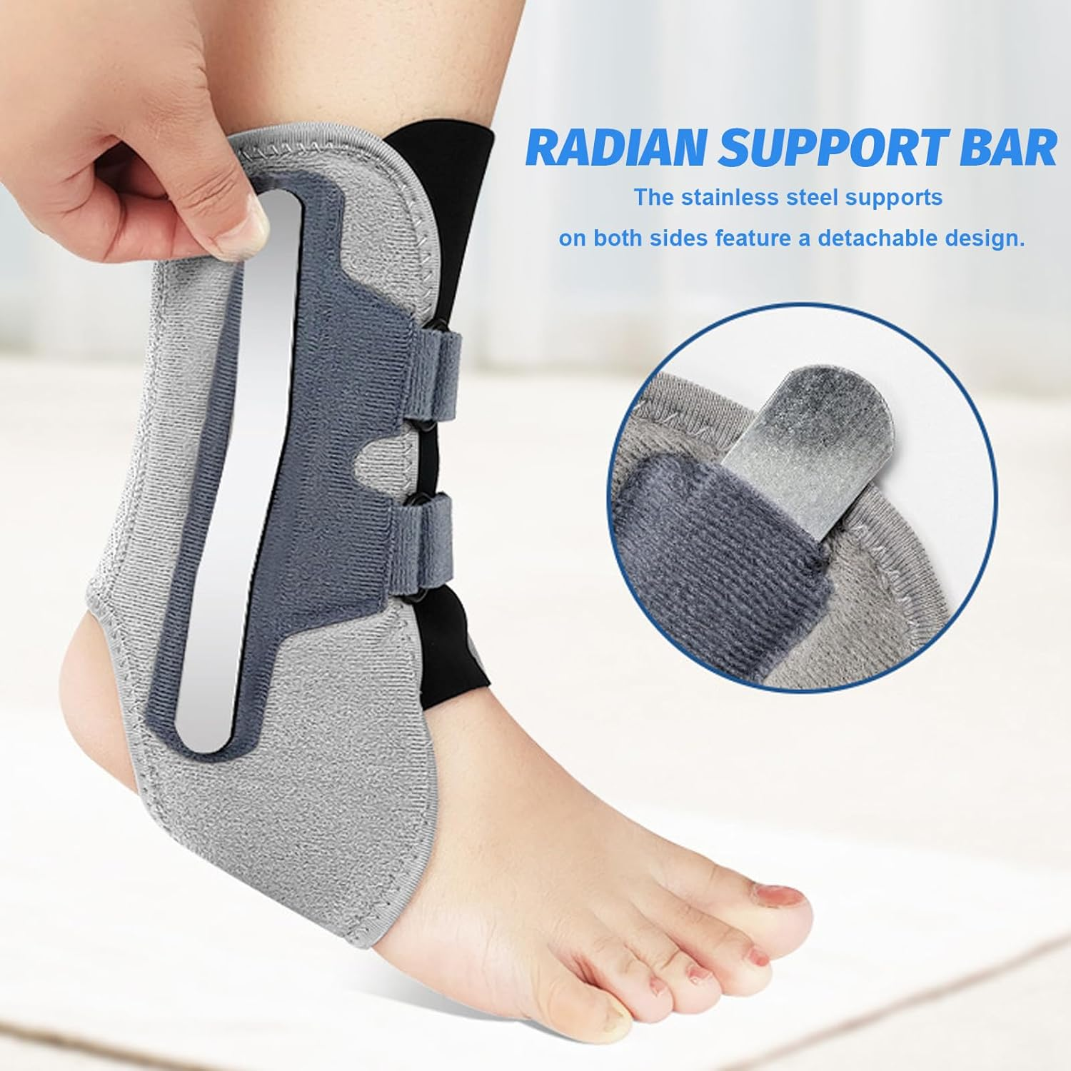 Ankle Brace Support for Men & Women, Adjustable Ankle Support for Sprained Ankle, Plantar Fasciitis, Achilles & Sports Injury, Lightweight Ankle Stabilizer Straps for Recovery - 1 Piece image number 3