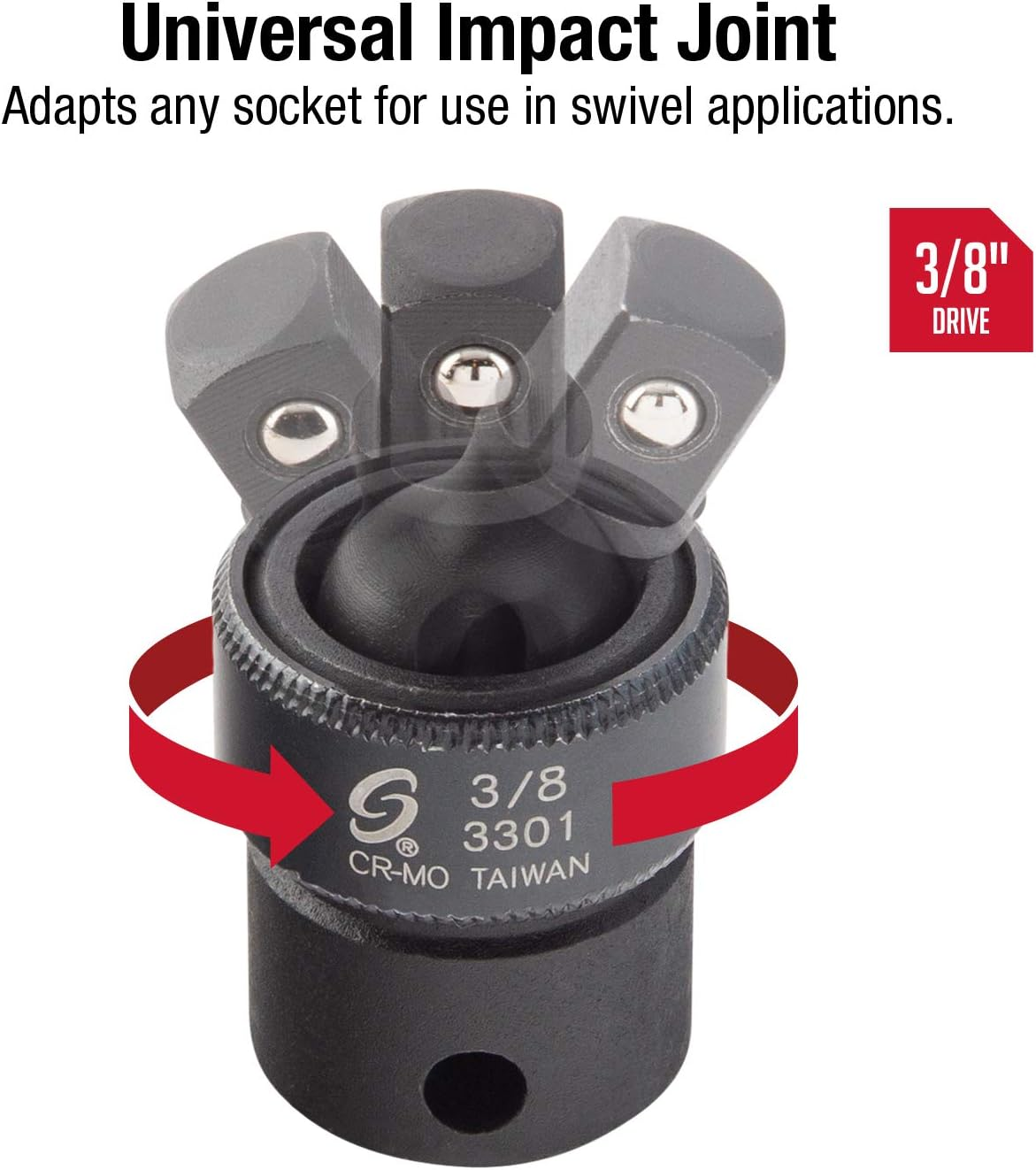 Sunex 3301 3/8-Inch Drive Impact Universal Joint, Standard, 6-Point, Cr-Mo image number 4