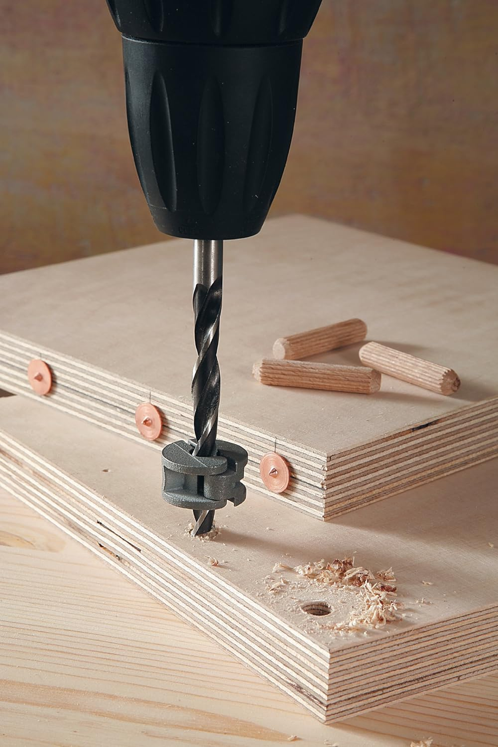 Wolfcraft Universal Depth Stop Set, 3 Pcs. I 2755000 I for Restricted-Depth Drilling image number 5