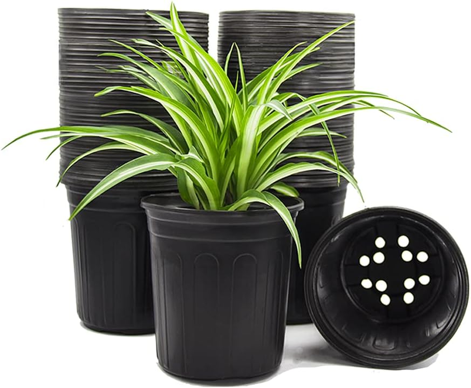 HECTOLIFE 50-Pack 1 Gallon Flexible Flower Plant Nursery Pots, Thickened Soft Plastic Seed Starting Container for Succulents, Seedlings, Cuttings, Transplanting,(Black) image number 5