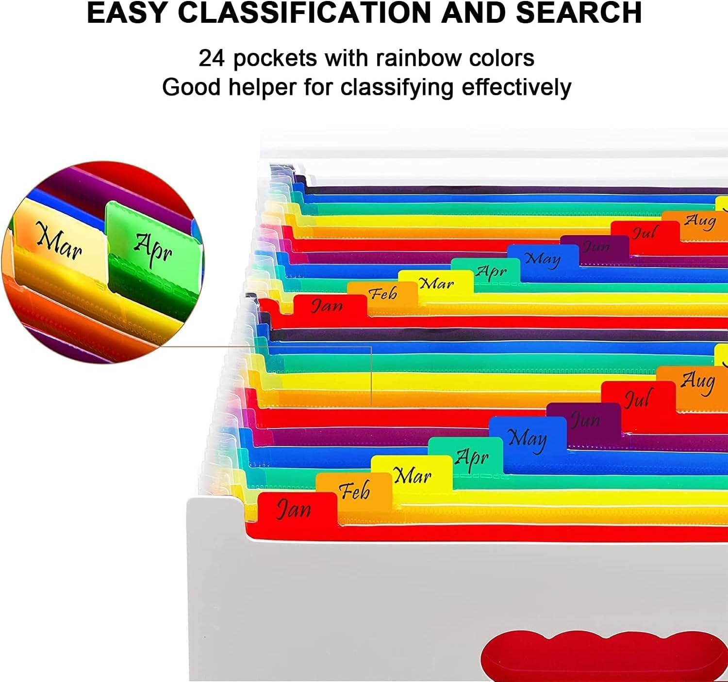 GIOD Accordion File Organizer, Expandable Folder with Cover 24 Pockets,Portable File Organizer Box with Color Labels to Store and Hold Documents,Tickets,Receipts,Cards,A4 Stationery Standard (White)