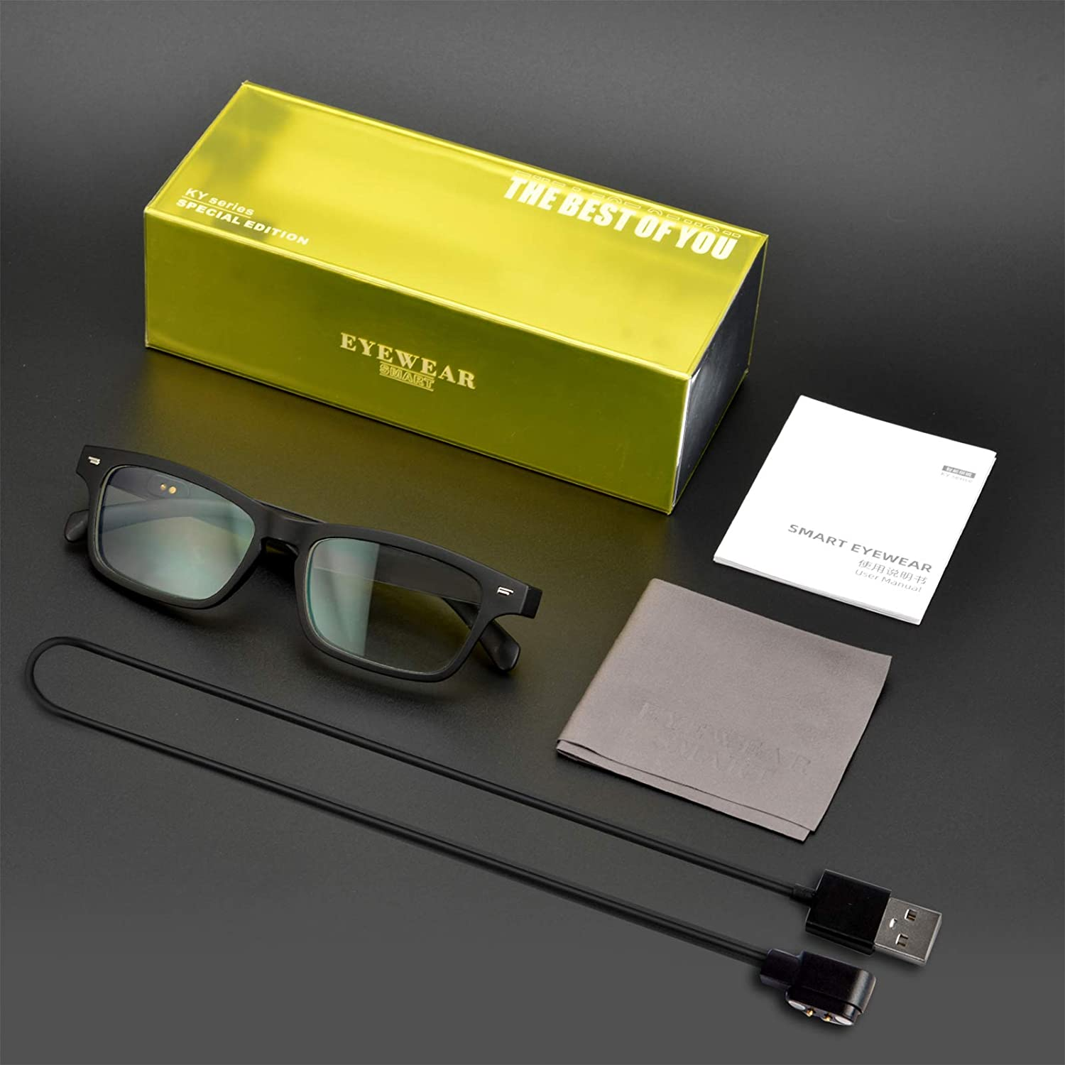 Smart Audio Glasses,Smart Audio Glasses Wirelessly BT Music Glasses Music & Hands-Free Calling Polarized Eyeglasses Frame with Microphone for Men Women image number 6