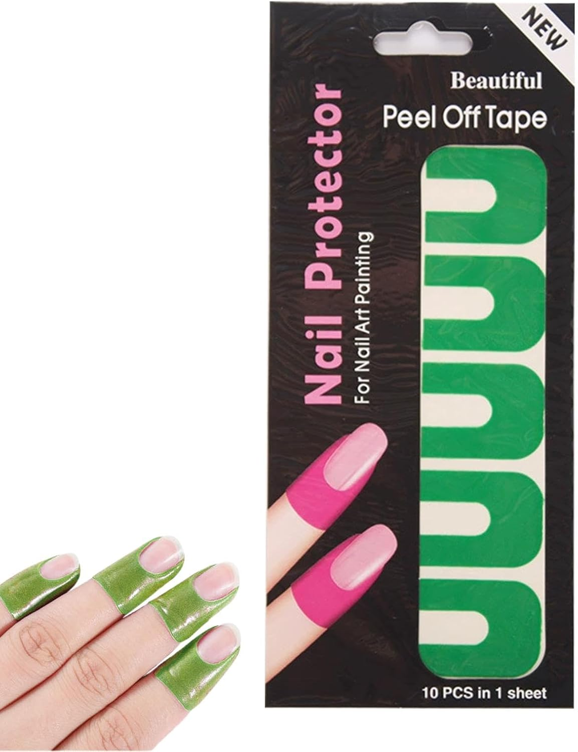 Nail Polish Protector,Soft Elastic U-Shape Nail Polish Guards - Spill Proof Stickers, Peel off Nail Stickers, Nail Tape for Fingers - Green image number 4
