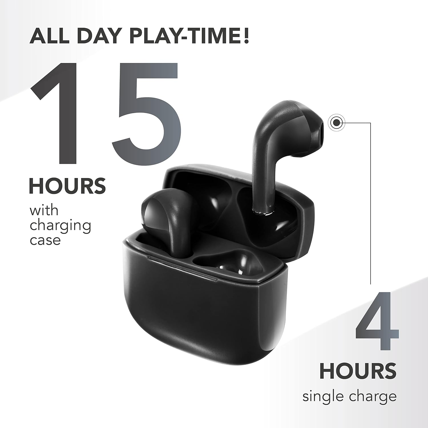 Music Sound | Swag Wireless Capsule Headset - Playback Time up to 20 Hours - Bluetooth - Black image number 6
