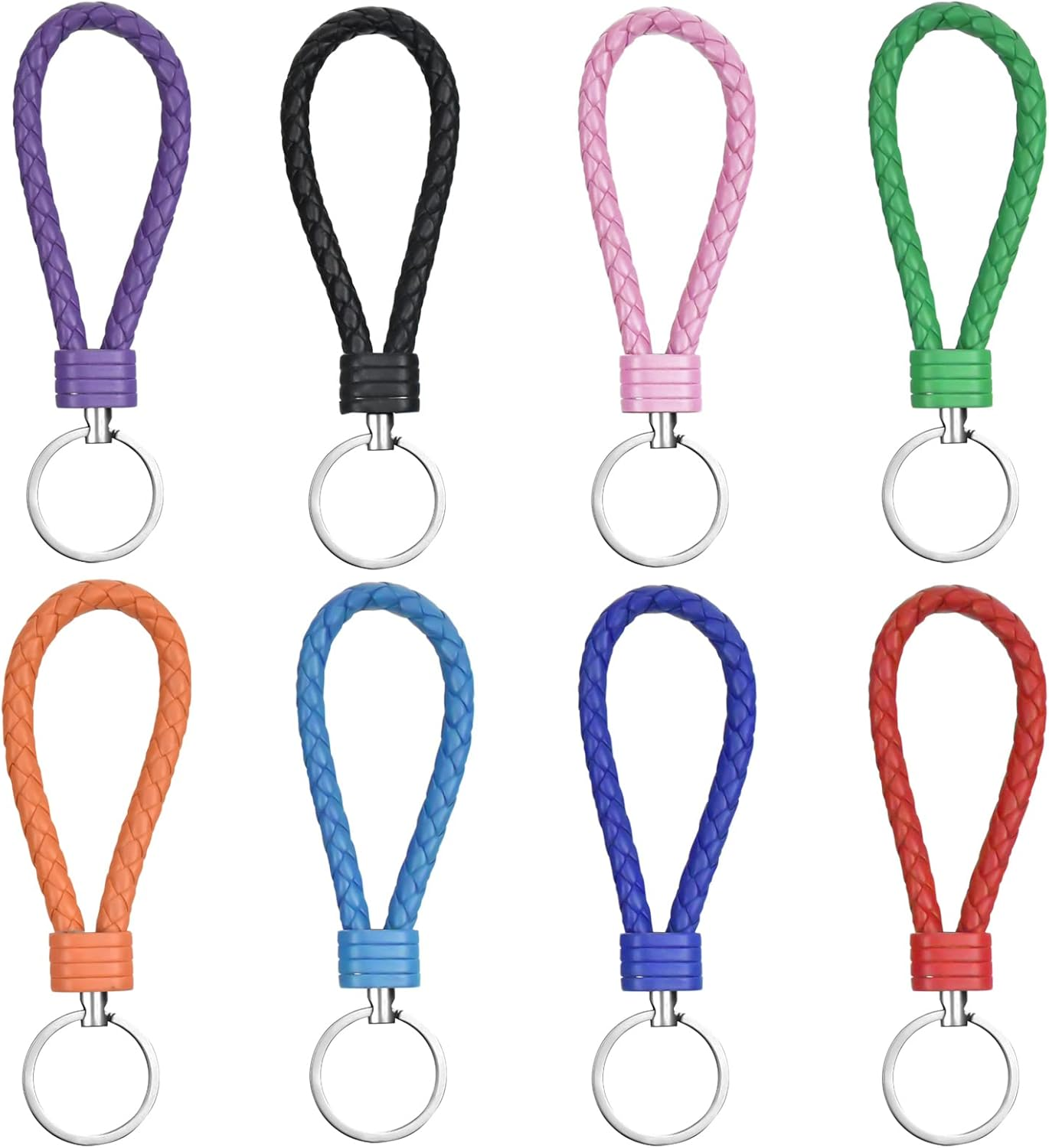8 PCS Braided Keychain Strap Cord, Universal Key Chains for Key, Keyring Braided Rope Key Holder, Braided Rope Key Chain Ring image number 3