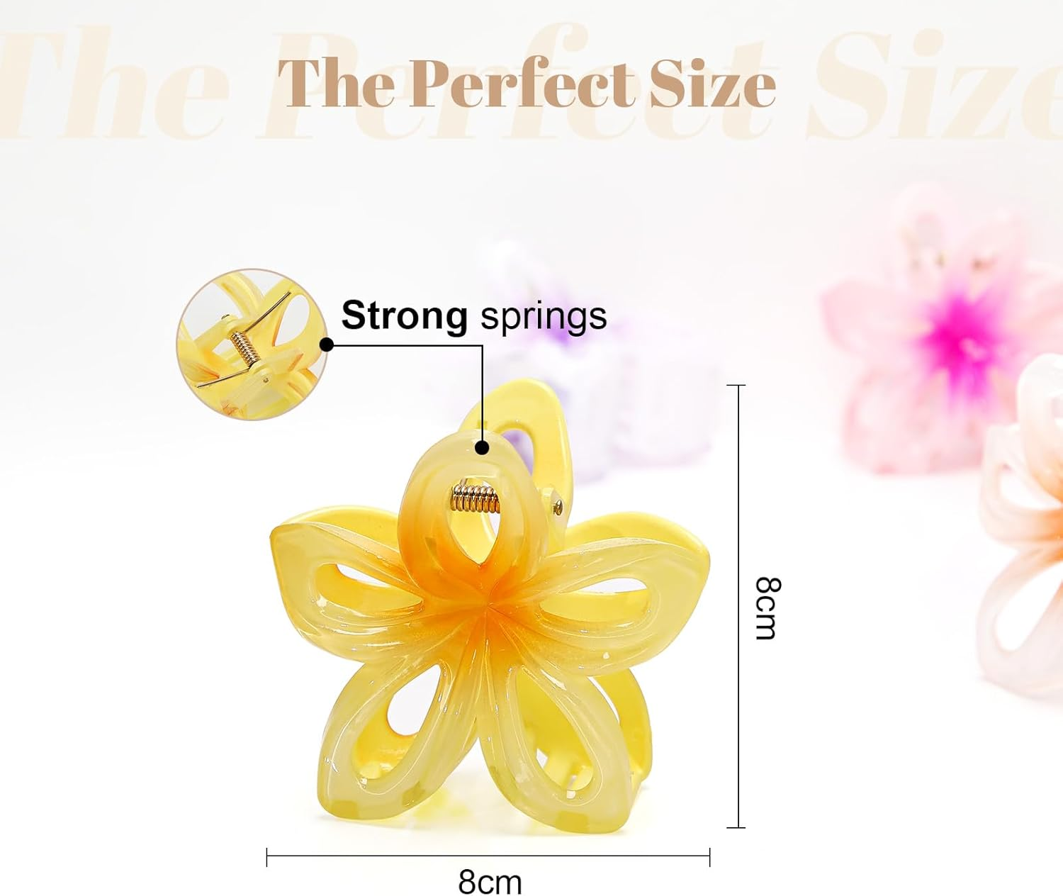 Euqvunn Flower Hair Clips 6Pcs, Hair Claw Clips Flower Claw Clips for Thick Hair, Hawaiian Flower Clips for Hair Non-Slip, Plumeria Hair Accessories Hairstyle Gifts for Women and Girl