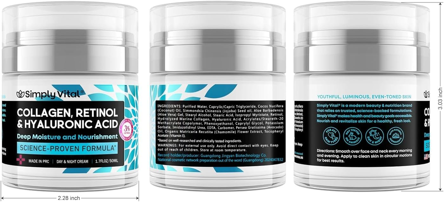 Collagen, Retinol & Hyaluronic Acid Anti-Aging Face Moisturizer - Firming Skin Care for Face, Neck & D&eacute;collet&eacute; - Daily Face Cream for Day & Night - 1.7 Fl.Oz. image number 5