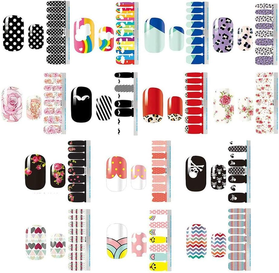 14 Sheets 196 Piece Nail Polish Stickers Strips Pure Color Shine Full Wraps Nail Art Adhesive Decals Nail Art Designs image number 1