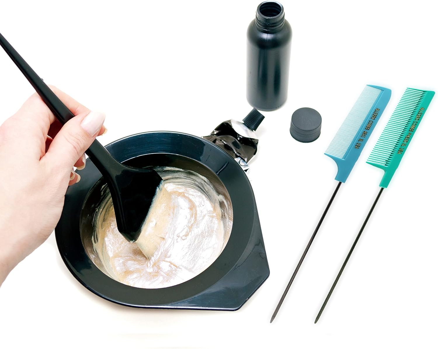 Allegro XL Pintail Rat Tail & Parting Combs - Metal Tail Foiling & Pin Combs (2 Pc. BLUE & AQUA) - Black,Blue image number 6