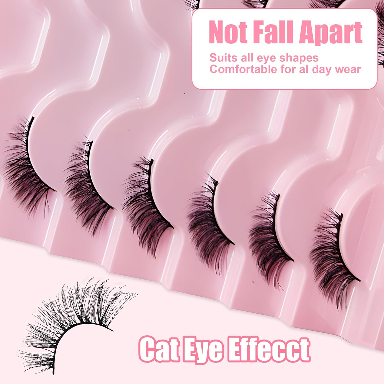 10 Pairs False Eyelashes with Tweezers - Half Lashes Natural Look, Reusable Cat Eye Lashes for Daily/Party/Diy Makeup, 10 Wear Styles, Clear Band & Wispy Demi Lashes (Beginners & Pros) image number 2