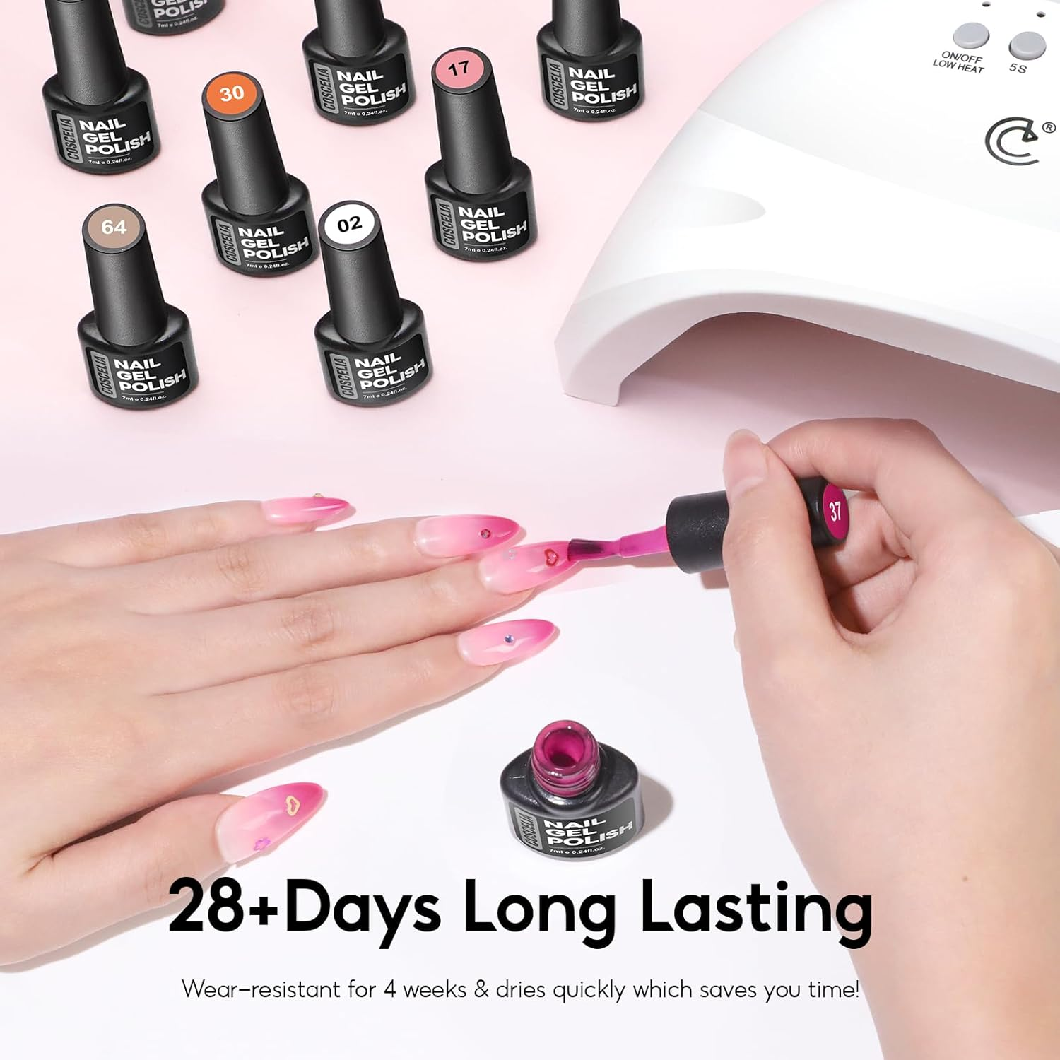 COSCELIA 60PC Gel Nail Polish Kit with U V Light Starter 55 Colors 5PC Top Base Coat Nail Art Decorations French Manicure for Beginners with Everything Gifts for Women image number 6