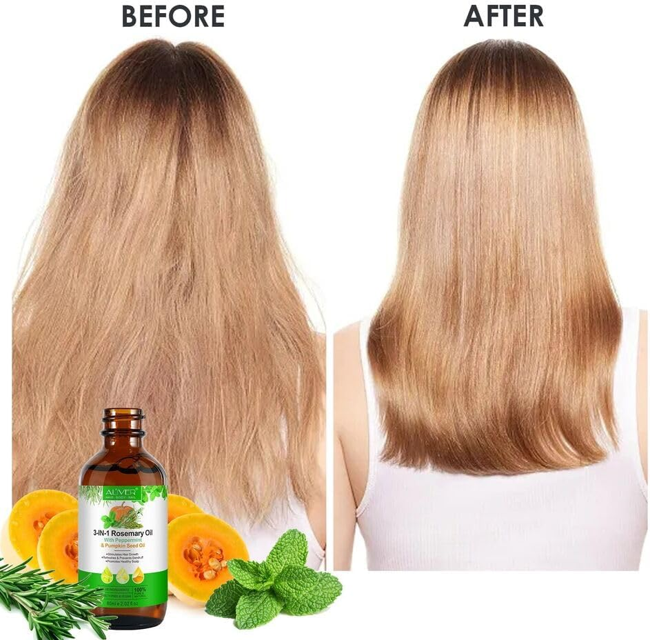 Aliver Essential Oil Blend, 2.02 Oz, Rosemary, Pumpkin Seed, Peppermint, Anti-Acne Treatment, Skin Rejuvenation, Hair Treatment image number 6