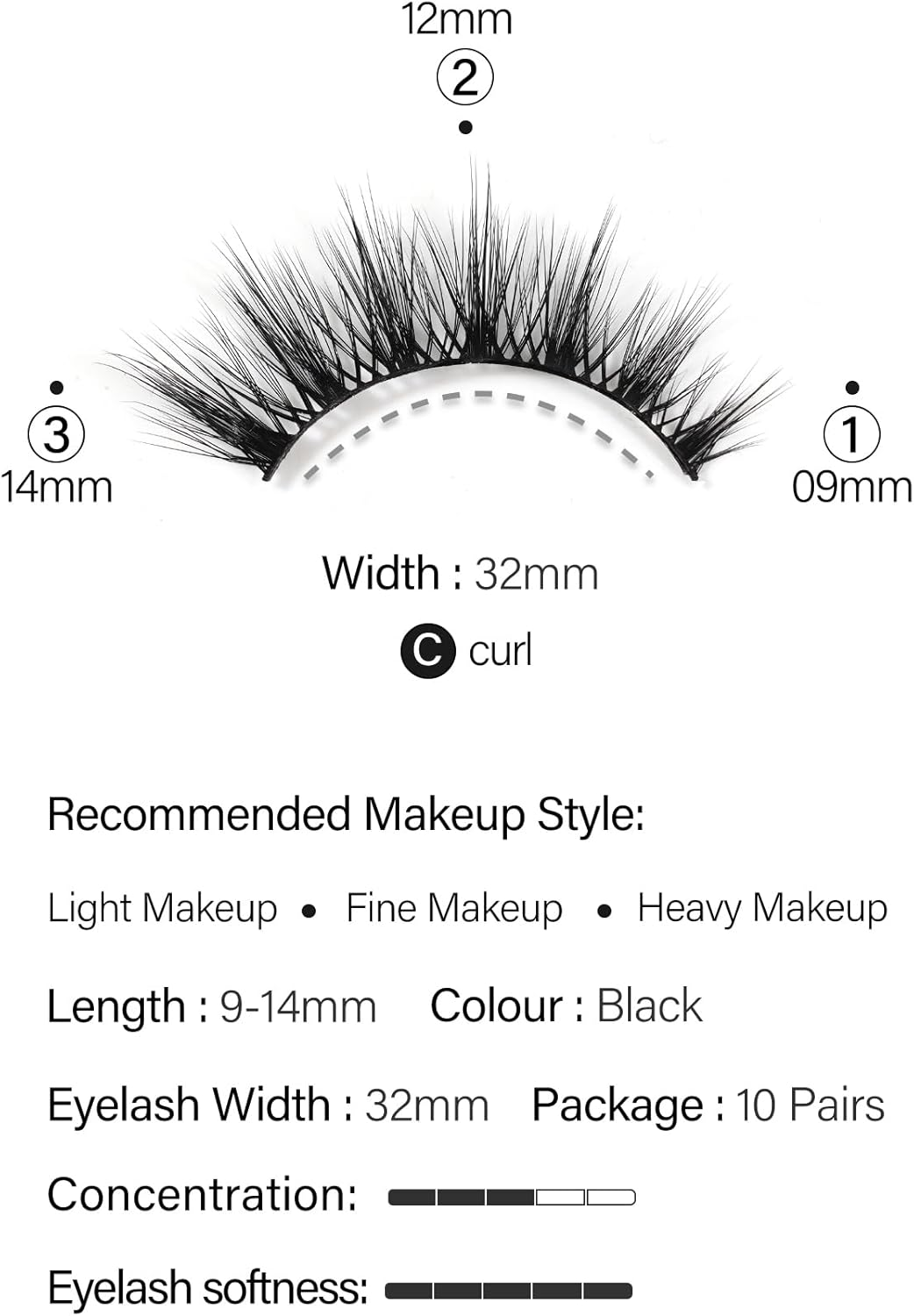 3D False Lashes Wispy Natural Cat Eye Soft Faux Mink Lashes Fluffy Short Reusable Fake Eyelashes 10 Pairs Happy Heartbeat(H2) - H3 image number 5