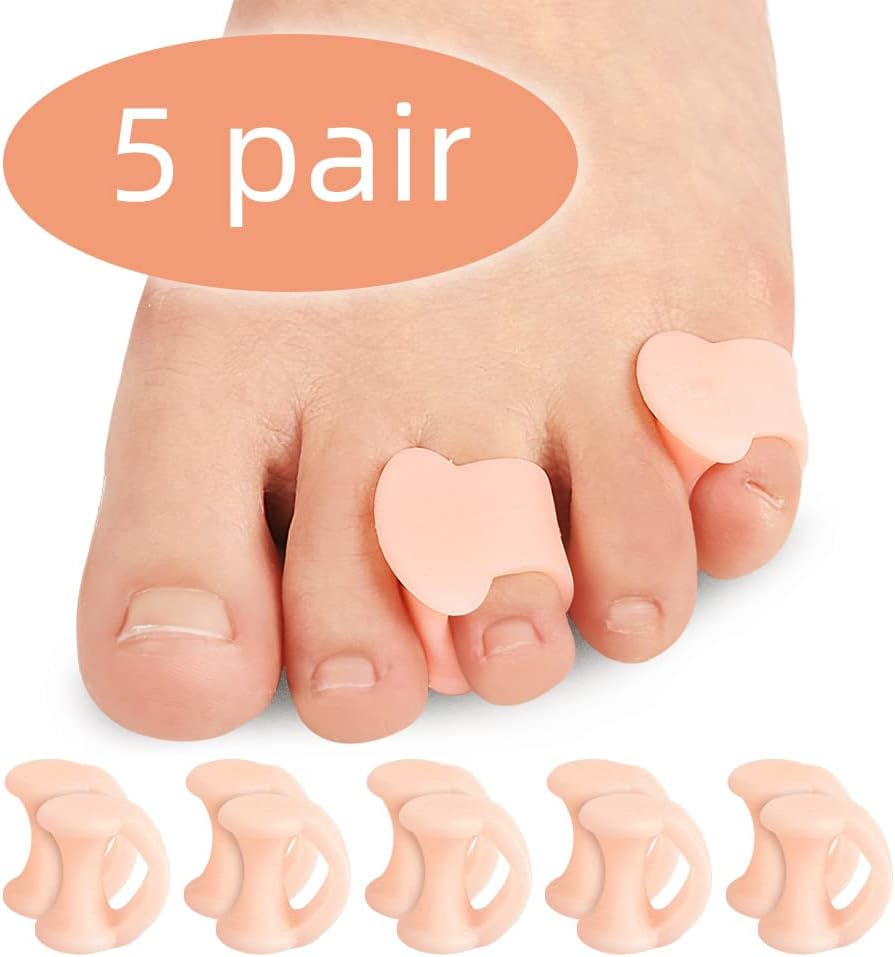 5 Pair Pinky Toe Separators, Little Toe Spacers Relieve Pain from Friction and Pressure Foot Care Tool (Beige) - Beige image number 6