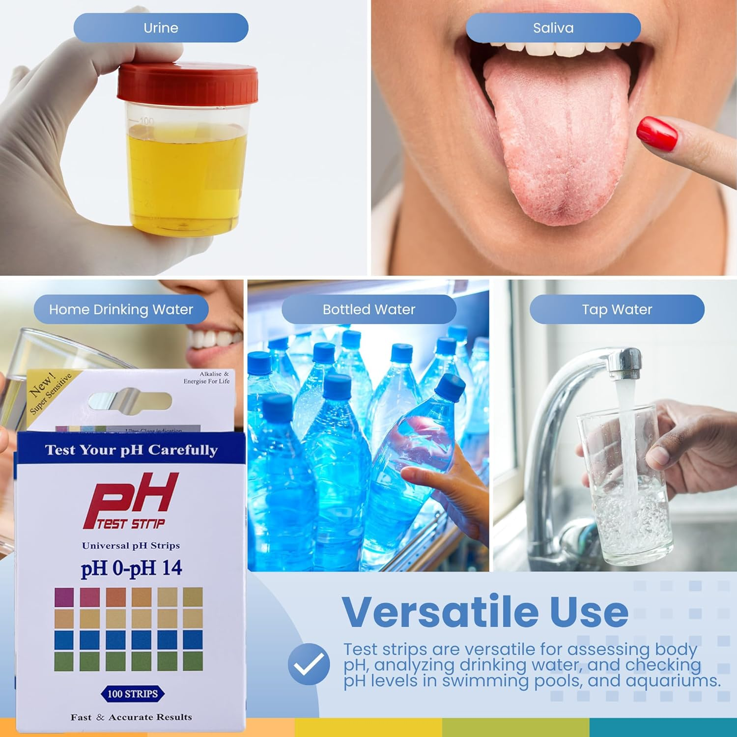Universal Ph Test Strips 0-14, 100Ct Kit for Food, Soap Making & Kombucha, Accurate Litmus Paper Ph Test Strips for Liquids, Water, Aquarium, Pool, Spa - 100 Strips image number 4