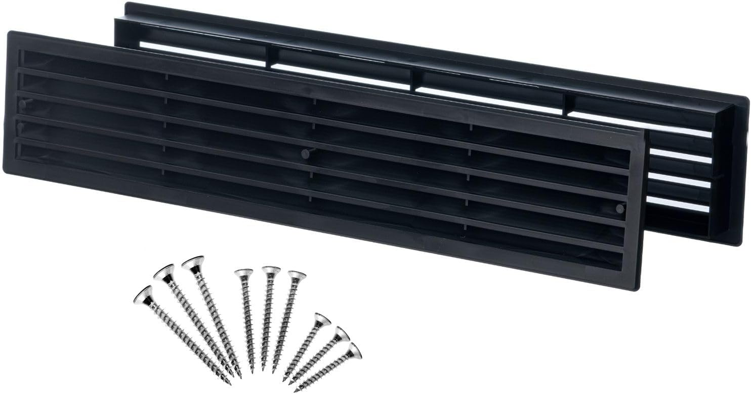 Steinberg14 Brown Door Vent Cover 17.7X3.6 Inch with Screws - Plastic Ventilation Grill - Door Vents for Interior Doors Two Sided - Door Louver Vent - Door Return Air Vent with Screws