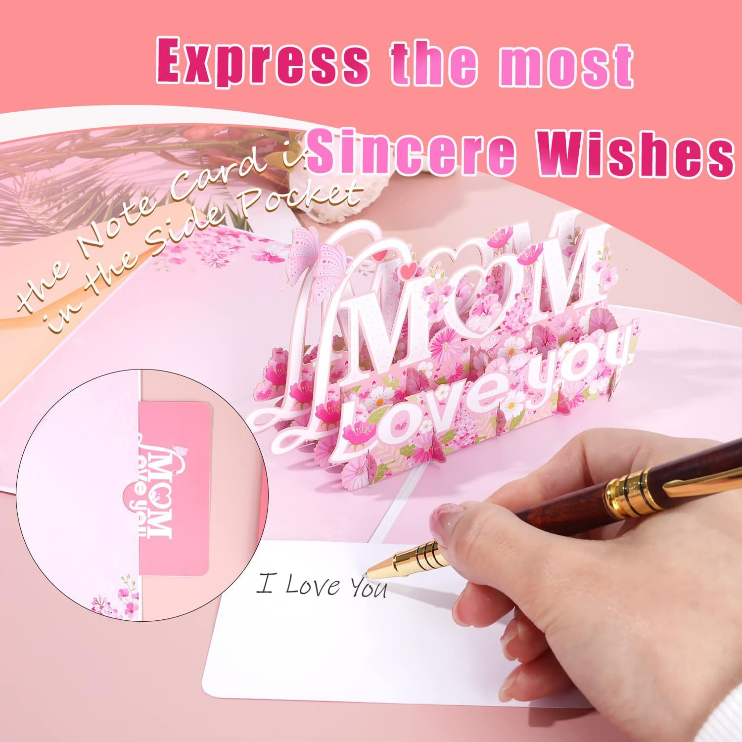 Mothers Day Card Pop up Mother'S Day Cards Happy Mother'S Day 3D Pop-Up Mothers Day Handmade Greeting Card with Envelope Message Card for Best Mom Craft Love Cards (MOM Love You) - Mom Love You image number 3