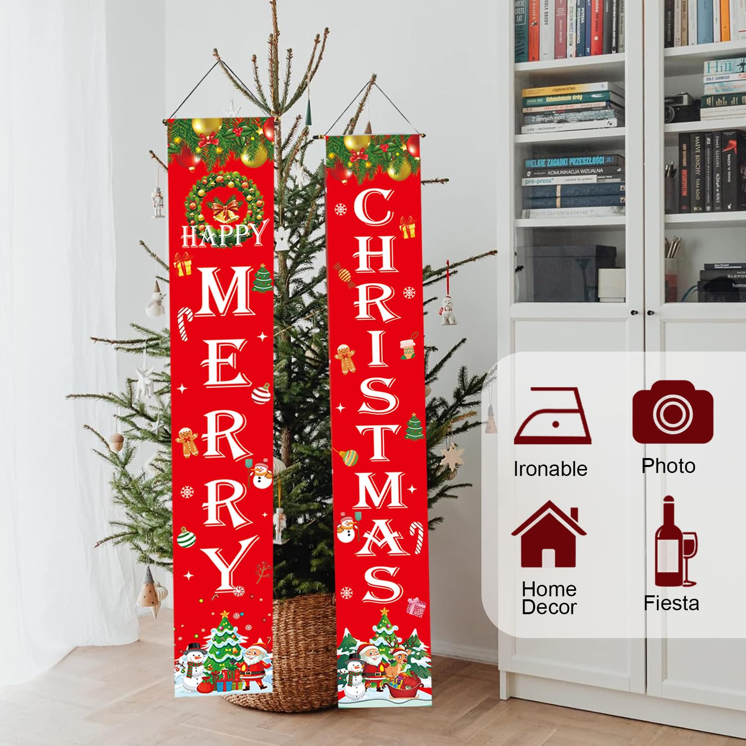 POGEPE Merry Christmas Banner, 180 Cm X 30 Cm, Red, Christmas Decoration for Indoor and Outdoor image number 5