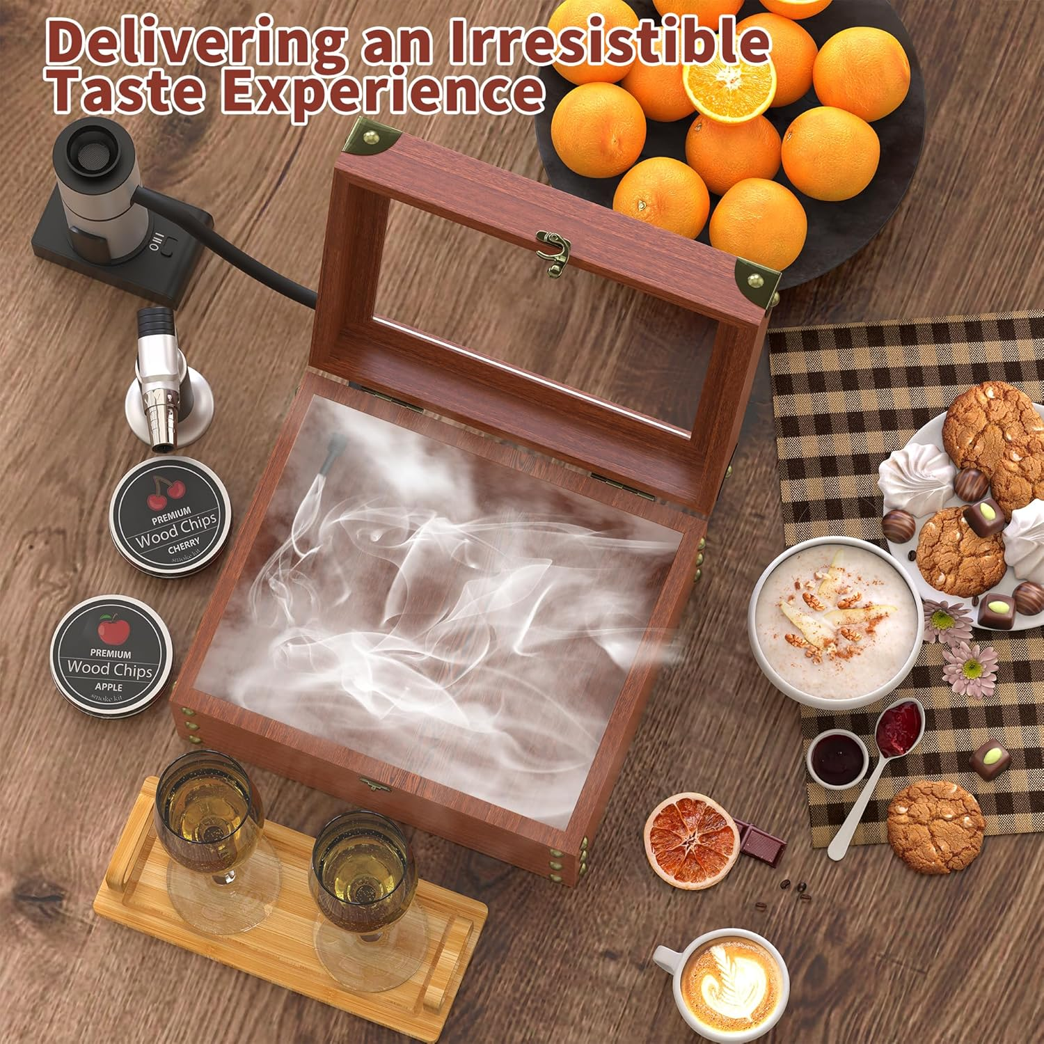 Orionstar Cocktail Smoker Kit with Torch, Food Tray and Wood Chips (Apple & Cherry), Whiskey Smoker Infuser Kit, Old Fashioned Drink Smoker Kit, Bourbon Whiskey Gifts for Men (Without Butane and Cup) image number 4