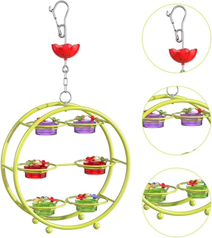 Unique Hummingbird Feeder, Multi-Port Small Birds Feeding Tools,Hangable Garden Decorative,Ornamental Bird Feed Wheel,Top Fill Leak Proof Feeders,For Garden Porch Backyard Decor image number 6