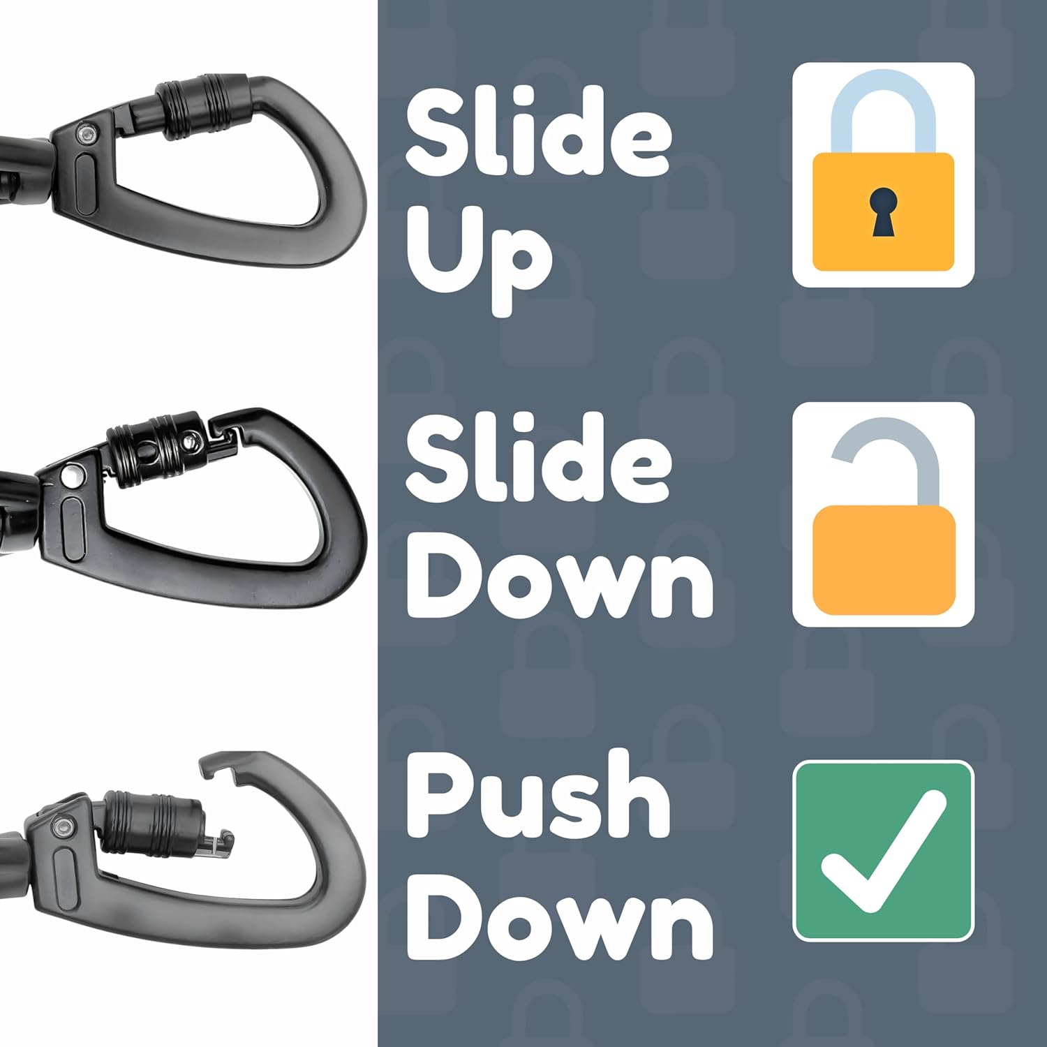 Roam Gear Black 6FT Dog Leashes - Extra Padded Two Handles, Lockable Metal Carabiner Clip, Durable Silicone Clamps, Reflective Dog Leash, No Pull Heavy Duty Dog Leash for Medium, Large, X-Large Dogs - Black image number 6