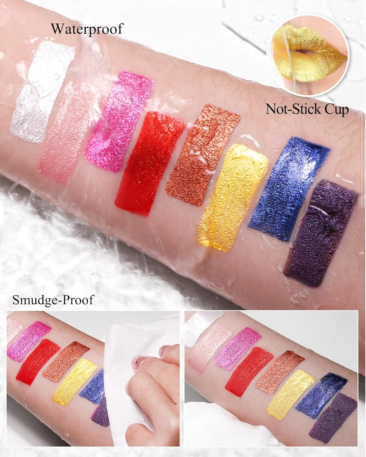 Glitter Lip Gloss Gold Brown, Metallic Shimmer Liquid Lipstick 24 Hours Hold, Waterproof Non-Stick Cup Diamond Glitter Lip Gloss, Highly Pigmented Sparkly Glossy Lipstick Makeup for Women 05 image number 1