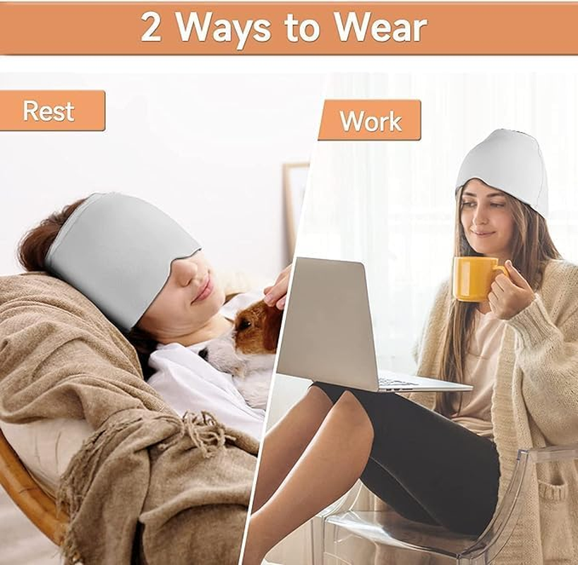 Migraine Headache Relief Cap, Hot & Cold Therapy Hat, Cool Gel Head Wrap, Headache Cap Ice Pack Mask, Cold Compress Migraine Relief Products Device for Tension & Stress (1 Gray) image number 5