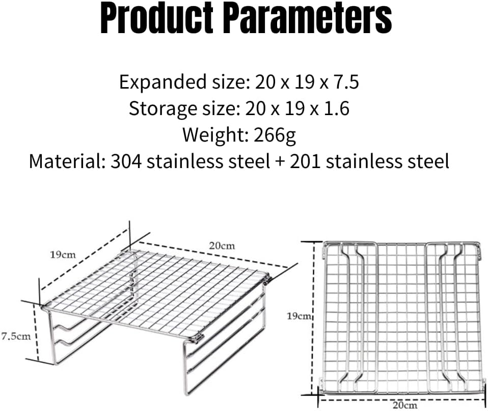 Grill Warming Rack Heavy Duty Stainless Steelgrate Portable Camping Grill with Legs for Outdoor Backpacking Hiking Picnic BBQ, Silver image number 1