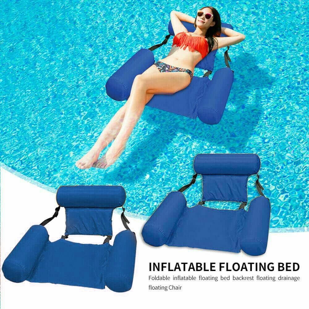 2X Water Hammock Inflatable Float Pool Lounge Bed Swimming Chair Beach Large Blue image number 6