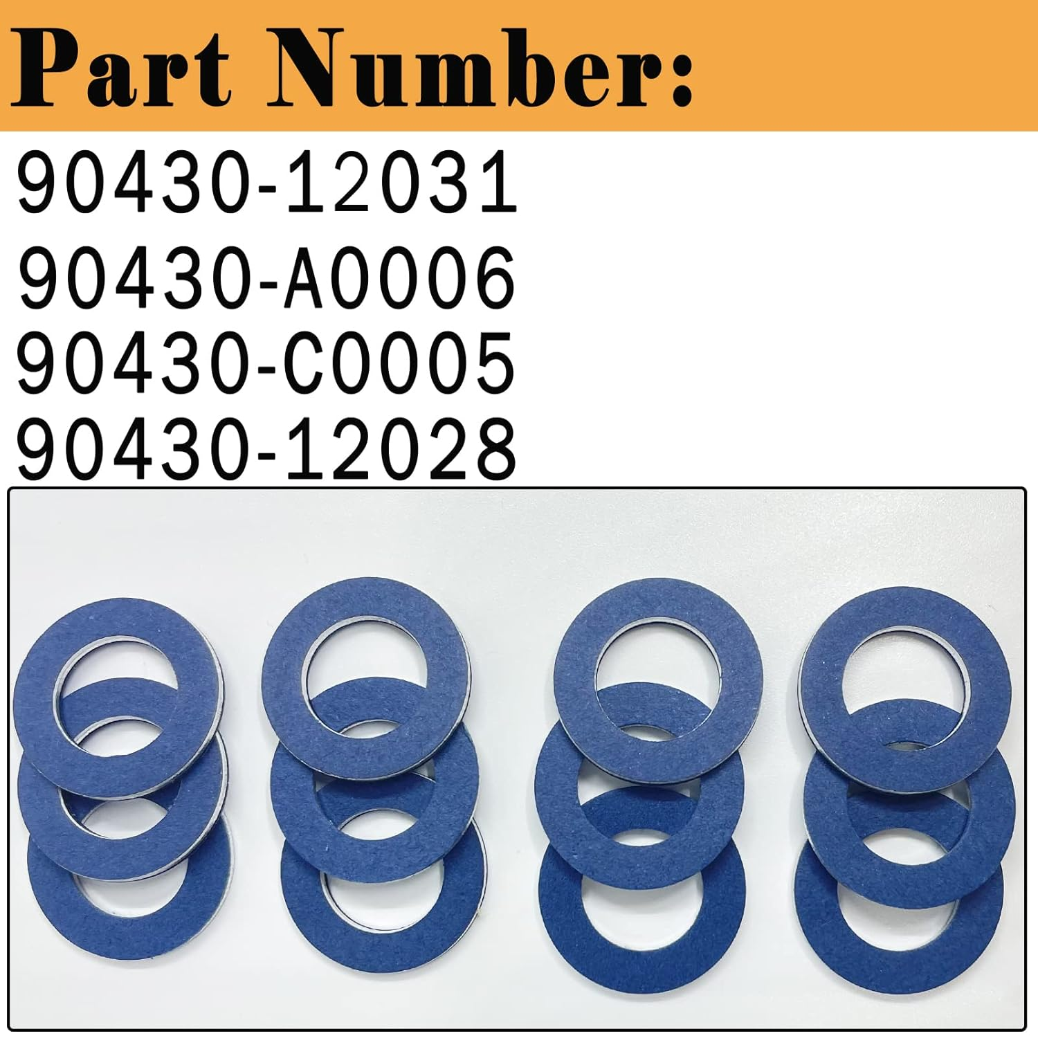 12 Packs 90430-12031 Tacoma Oil Drain Plug Gaskets Compatible with Toyota Tacoma Tundra Camry Corolla 4Runner Scion Avalon Lexus Oil Plug Gasket image number 2