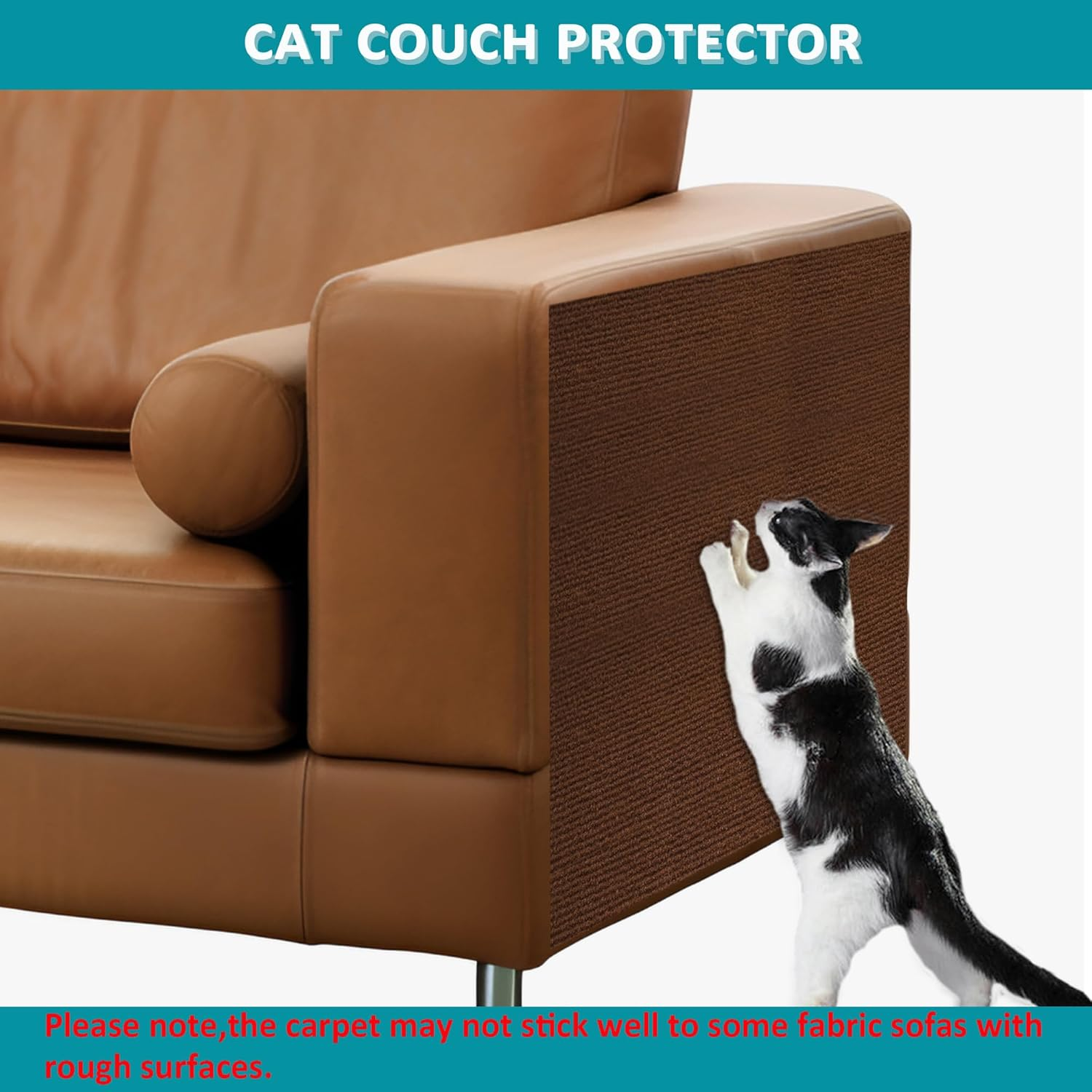 Cat Wall Scratcher，Couch Corner Protectors for Cats，78.7 * 15.8In Adhesive Carpet Remnants Roll，Sticky Furniture Scratch Guards(Brown) image number 5
